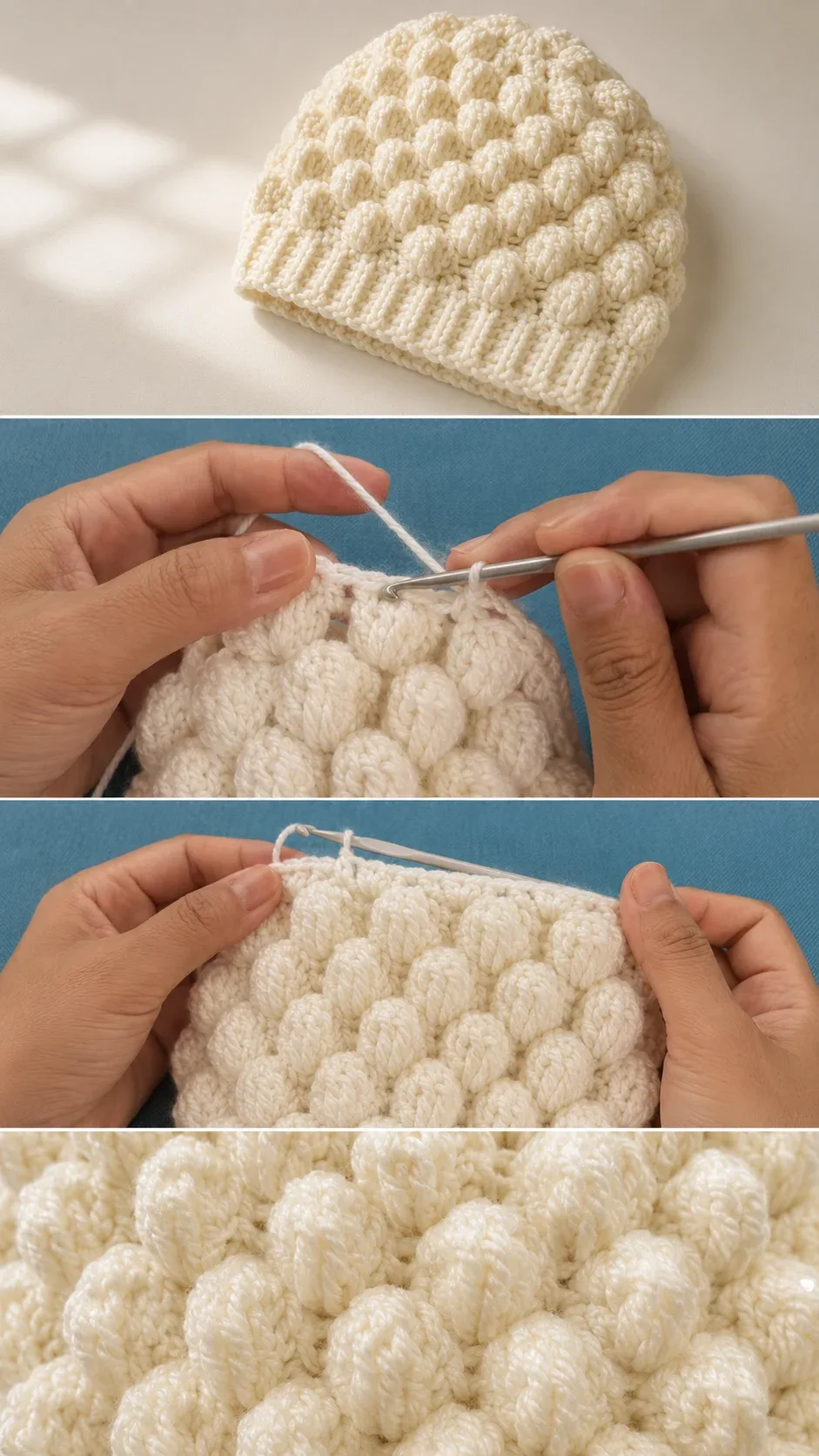 Crochet 3D Marshmallow Beanie: A Fluffy Winter Treasure pattern