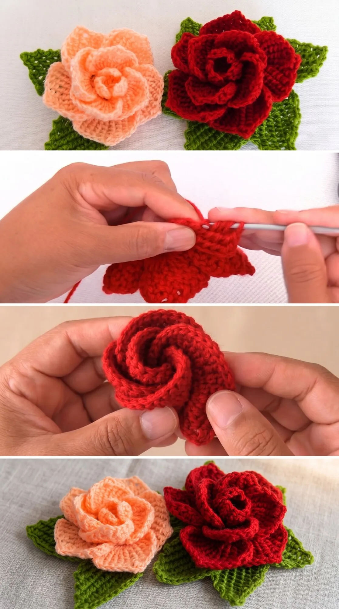 Crochet 3D Roses: A Beautiful Dimensional Bloom pattern