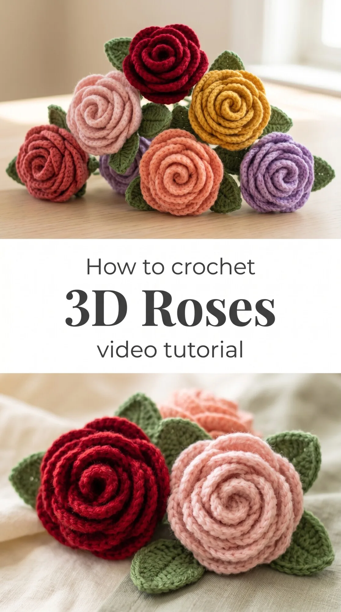 Crochet 3D Roses: A Colorful Floral Collection