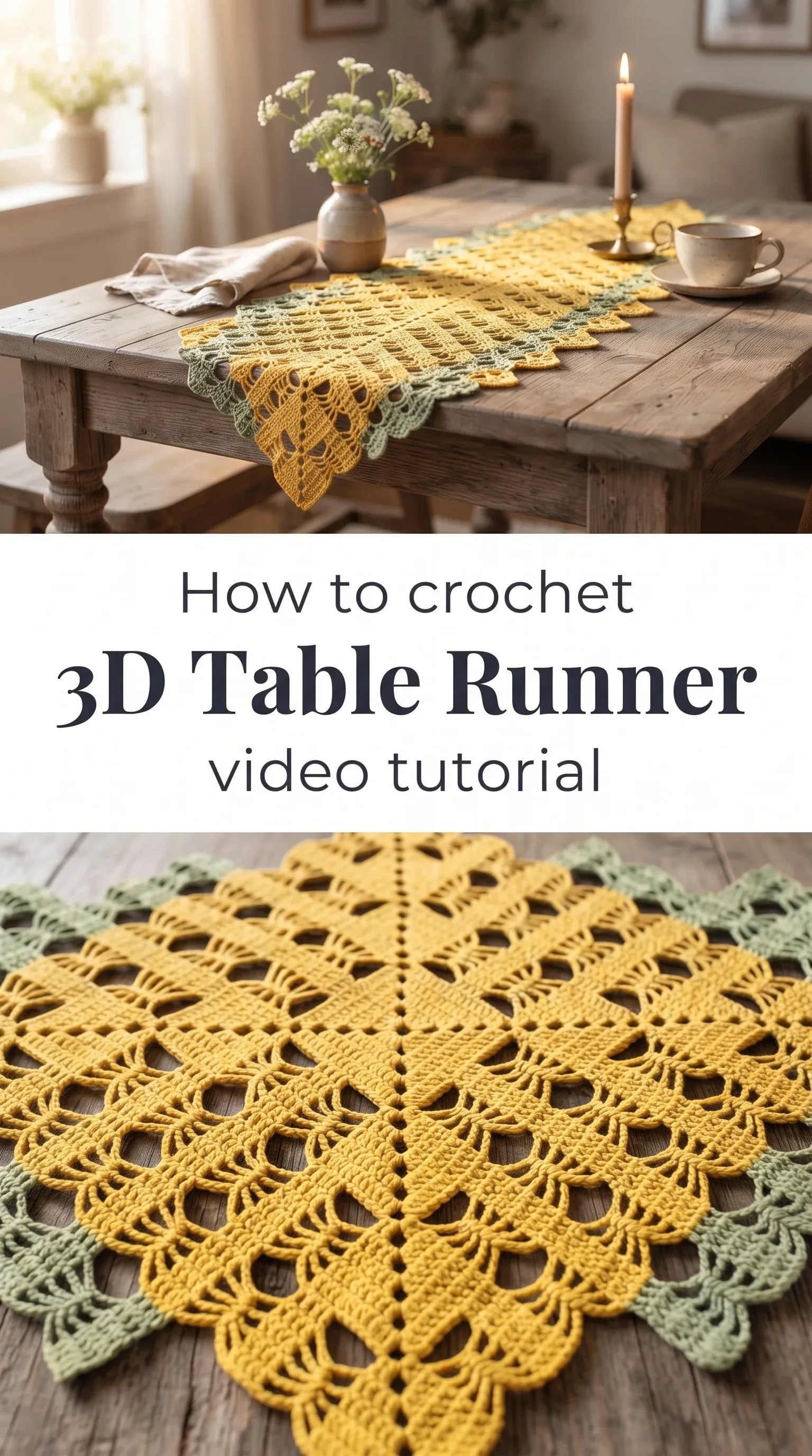 Crochet 3D Table Runner: An Elegant Dining Centerpiece