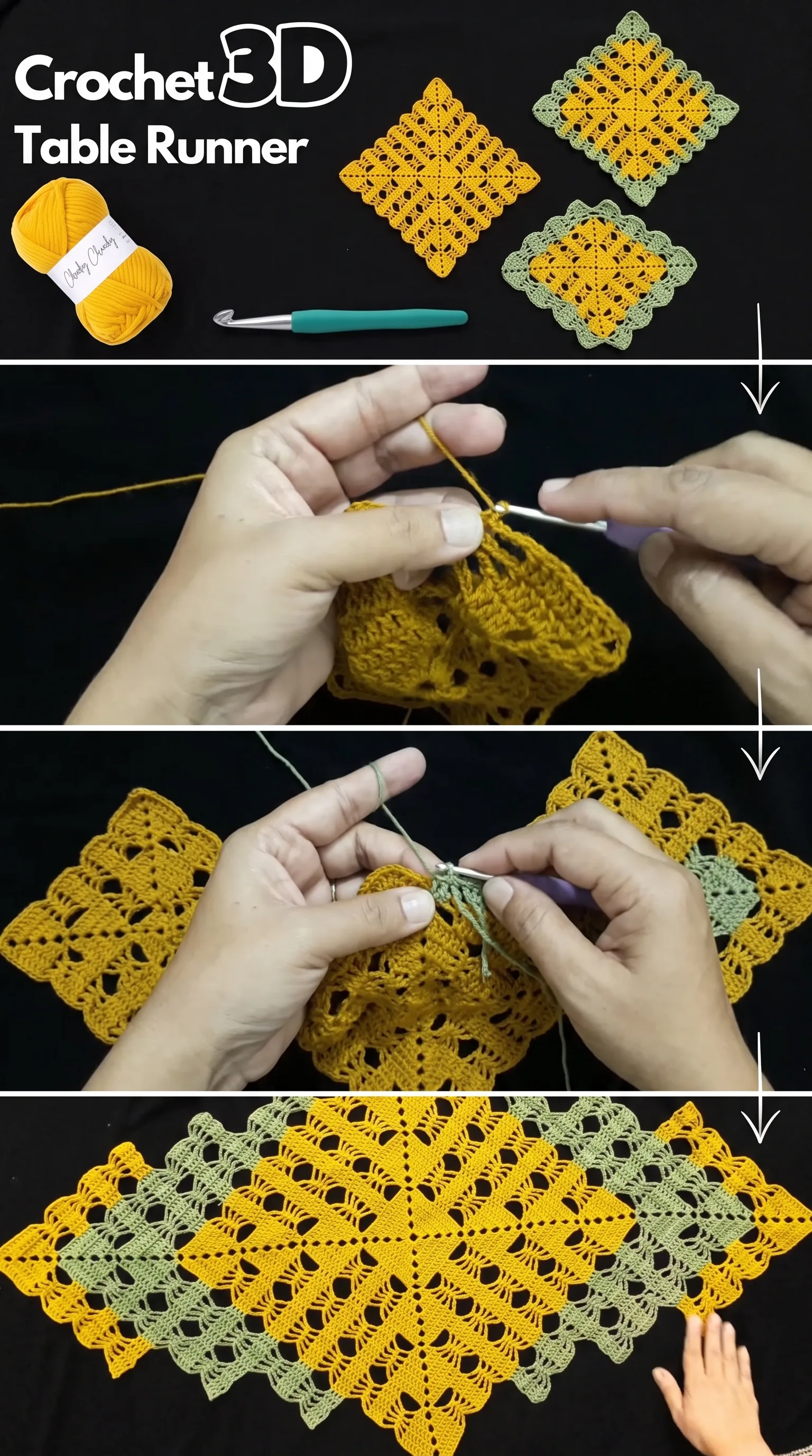 Crochet 3D Table Runner: An Elegant Dining Centerpiece pattern
