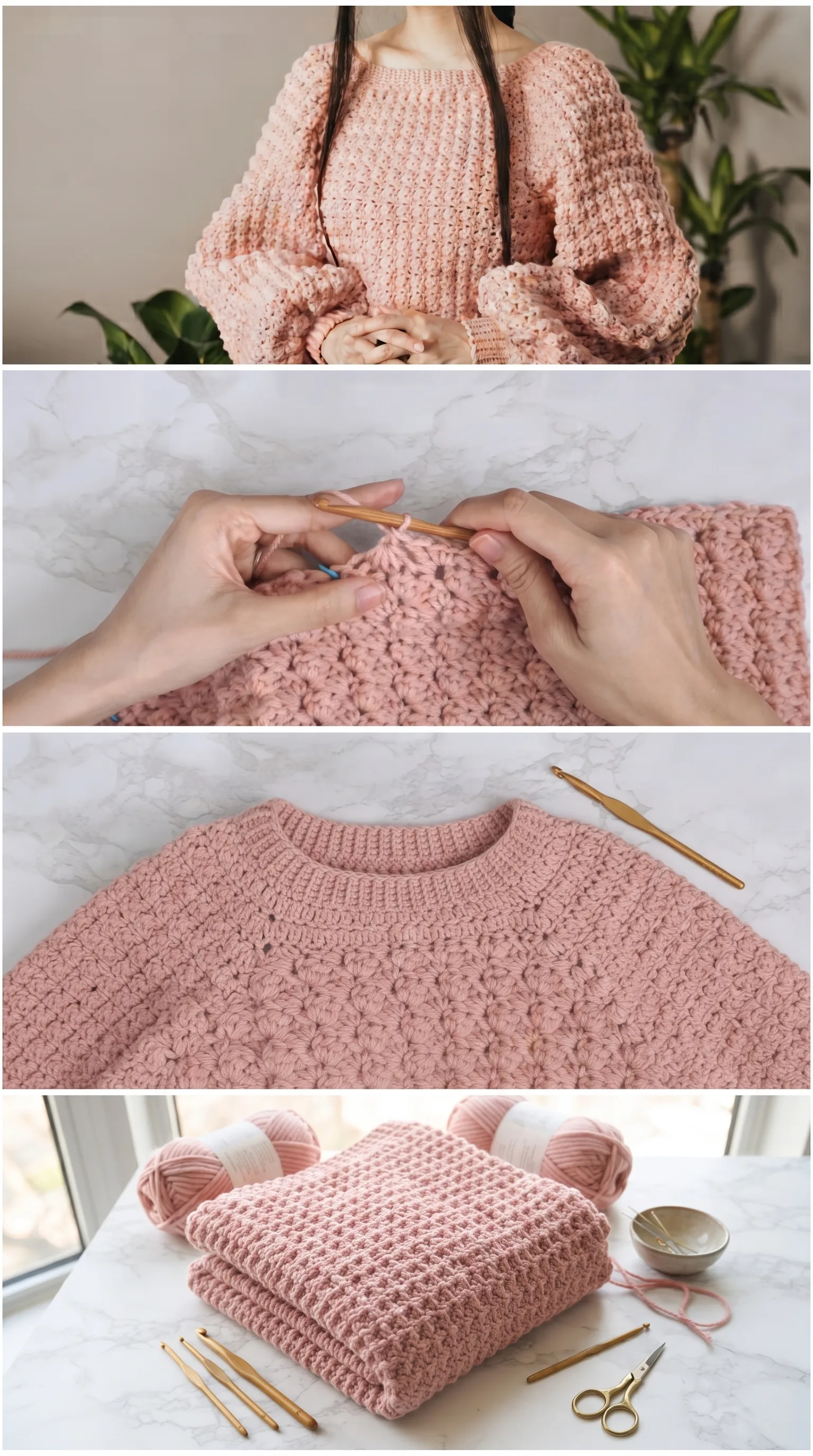 Crochet Balloon Sleeve Sweater: A Chic Statement Piece pattern