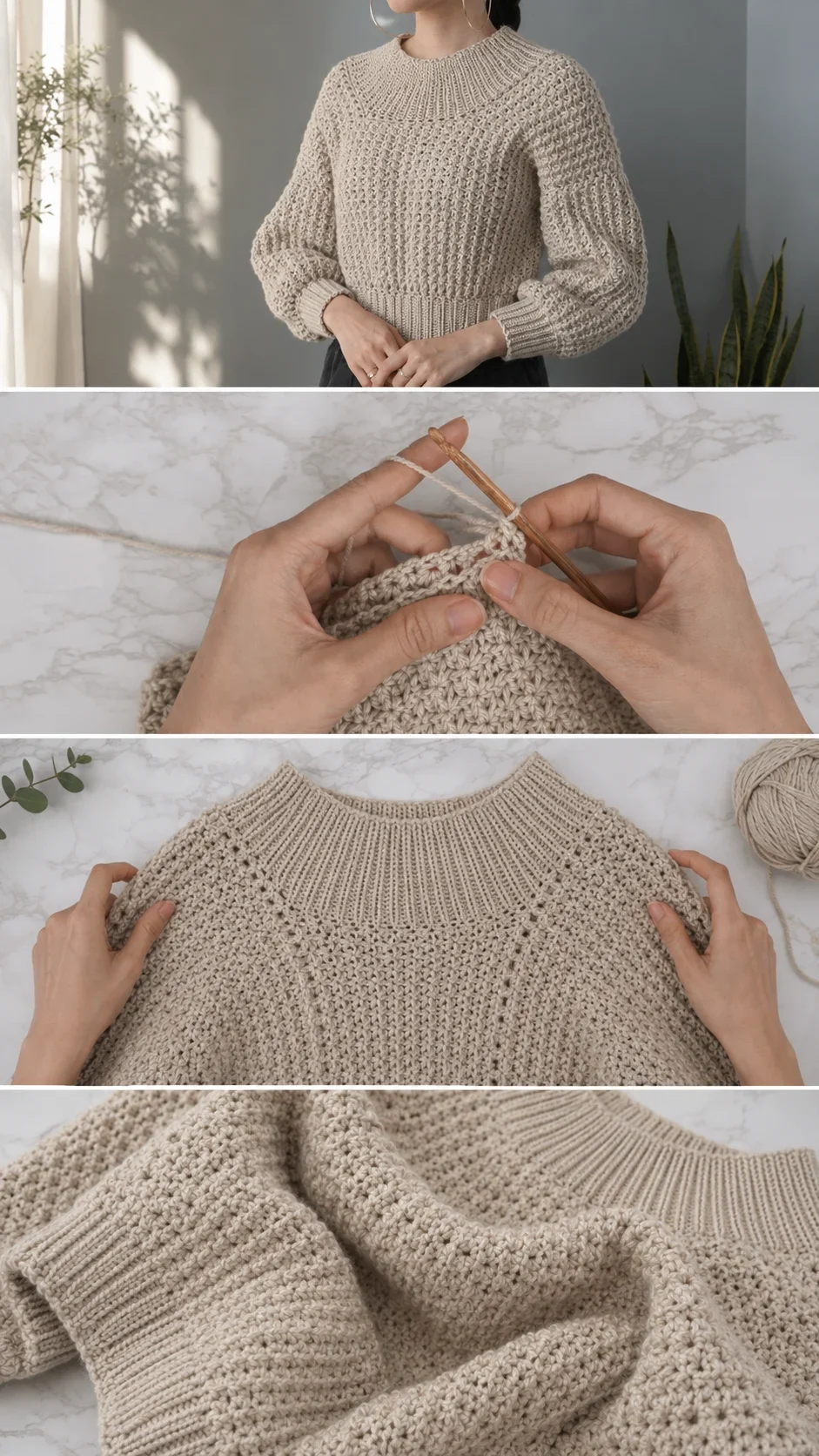 Crochet Balloon Sleeve Sweater: A Chic Timeless Staple pattern