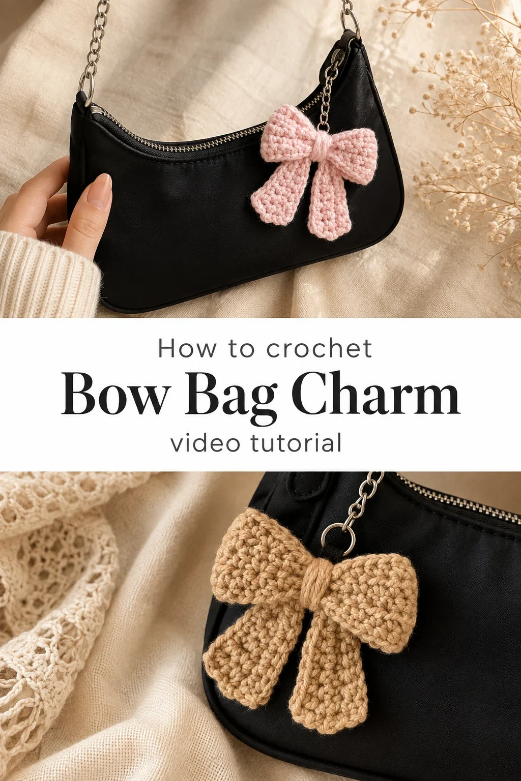 Crochet Bow Bag Charm: A Chic Handmade Accent