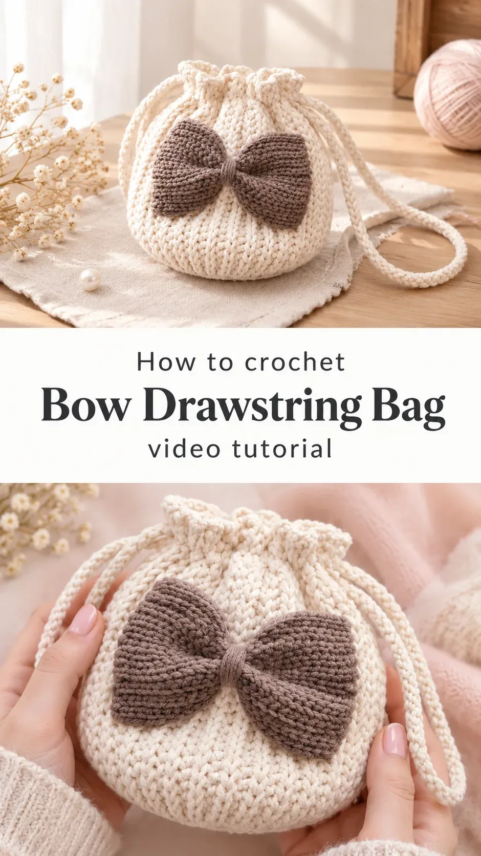 Crochet Bow Drawstring Bag: A Chic and Adorable Charm