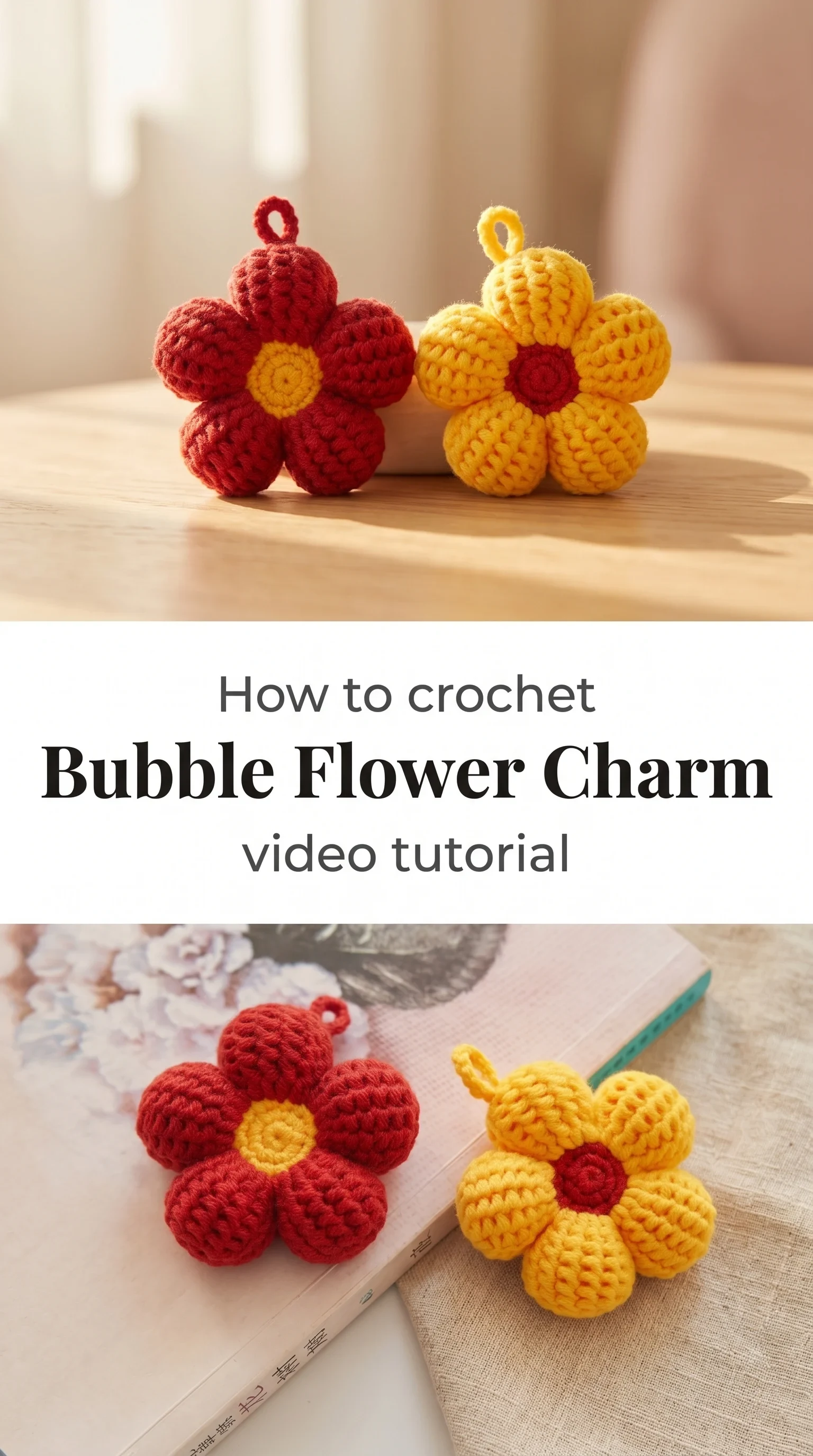 Crochet Bubble Flower Charm: A Cheerful Handmade Accent