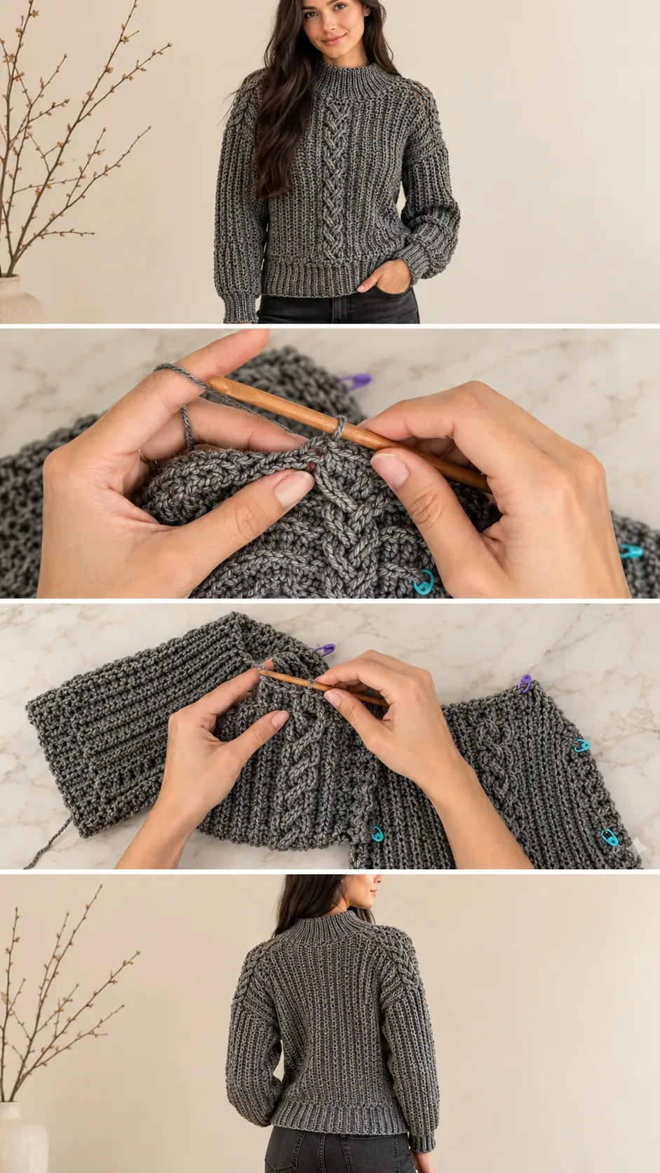 Crochet Cable Knit Sweater: A Timeless Winter Classic pattern