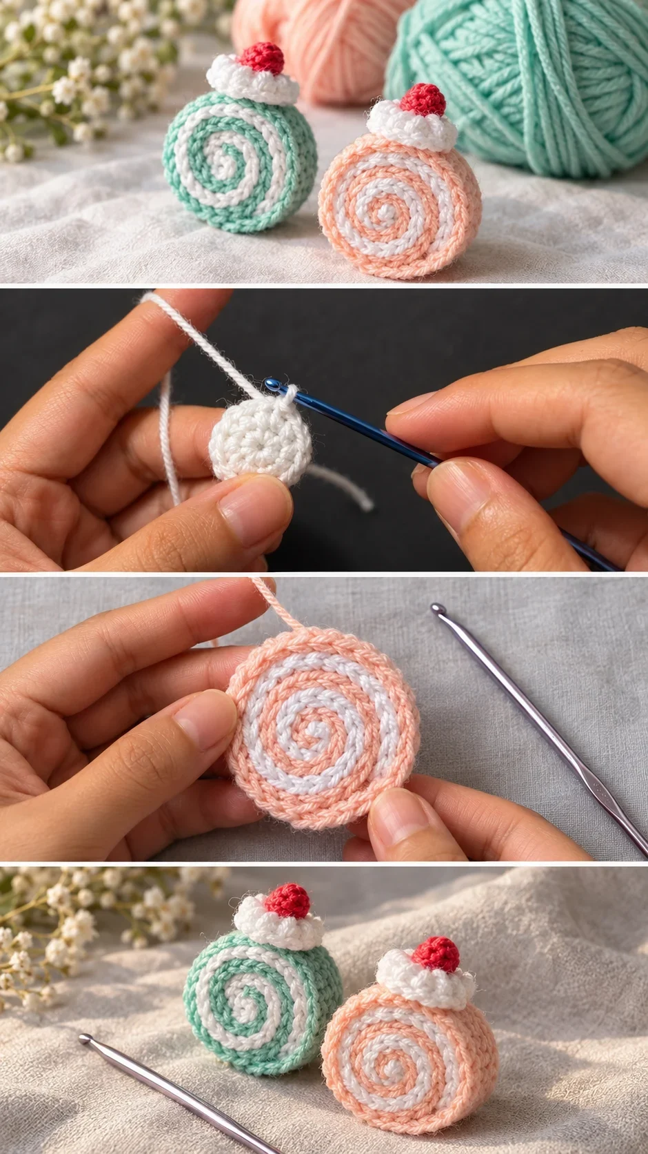 Crochet Cake Roll Charm: A Sweet Whimsical Keepsake pattern