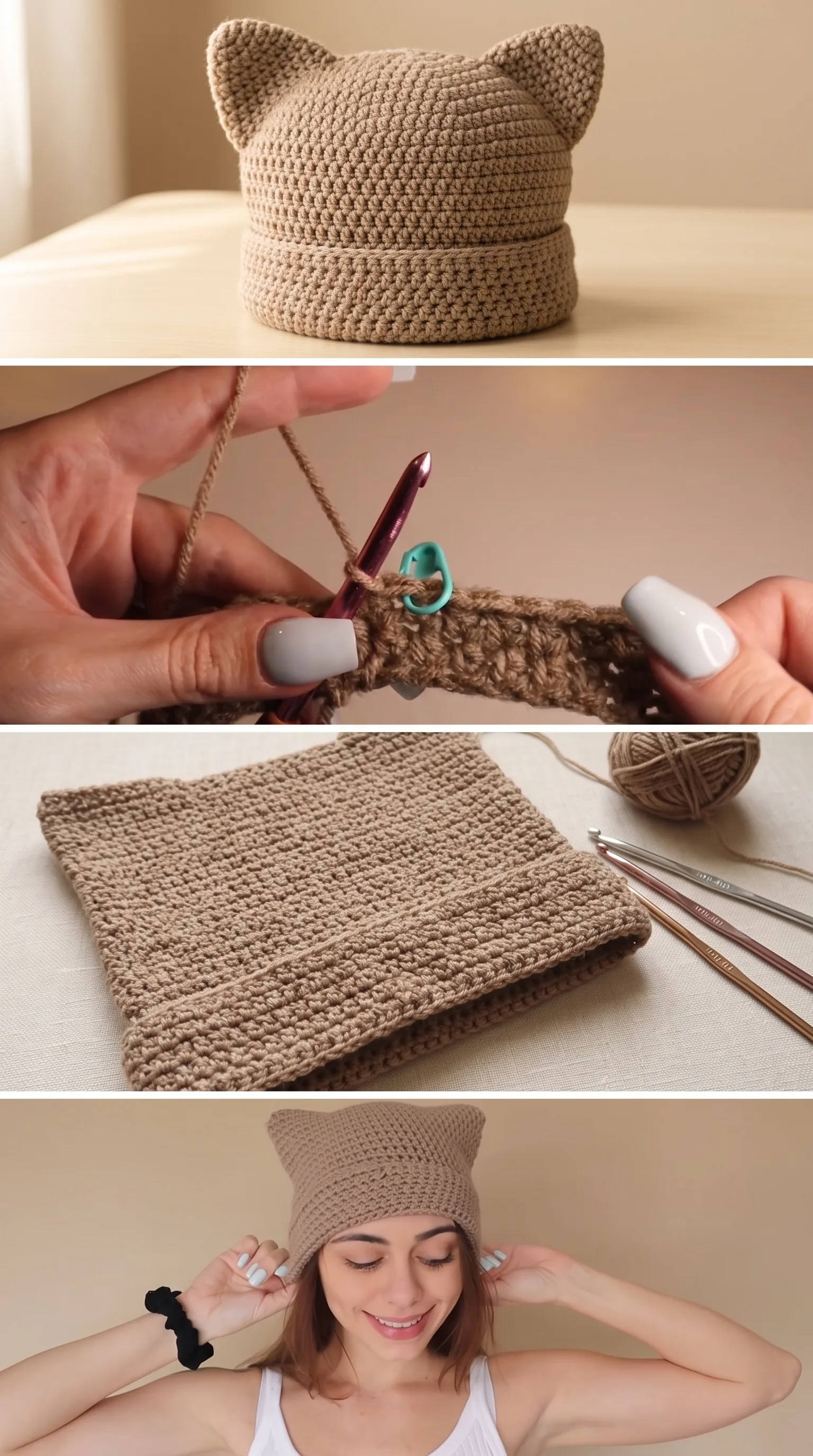 Crochet Cat Ear Beanie: A Playful Winter Essential pattern