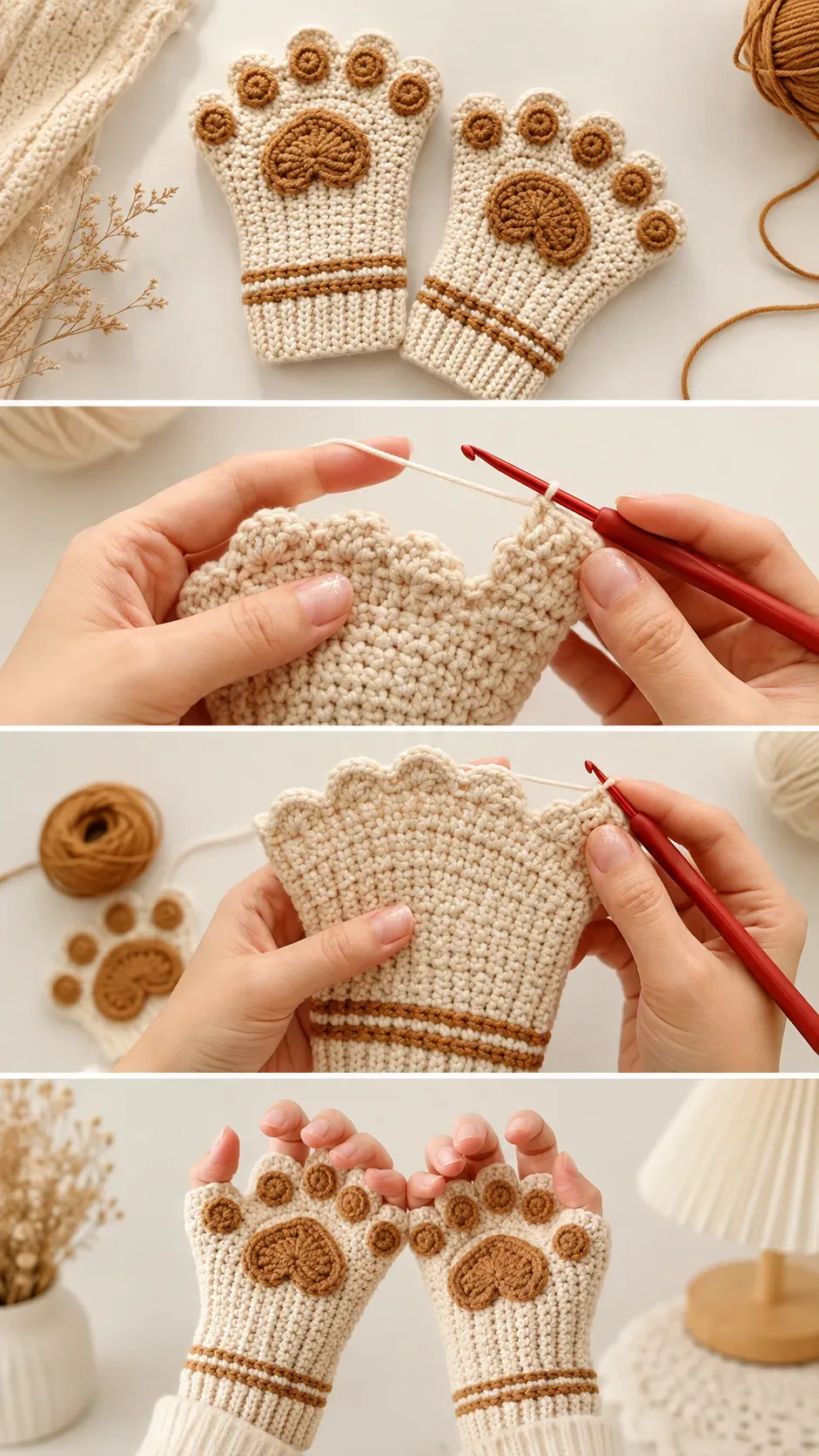 Crochet Cat Paw Mittens: A Cute and Charming Accessory pattern