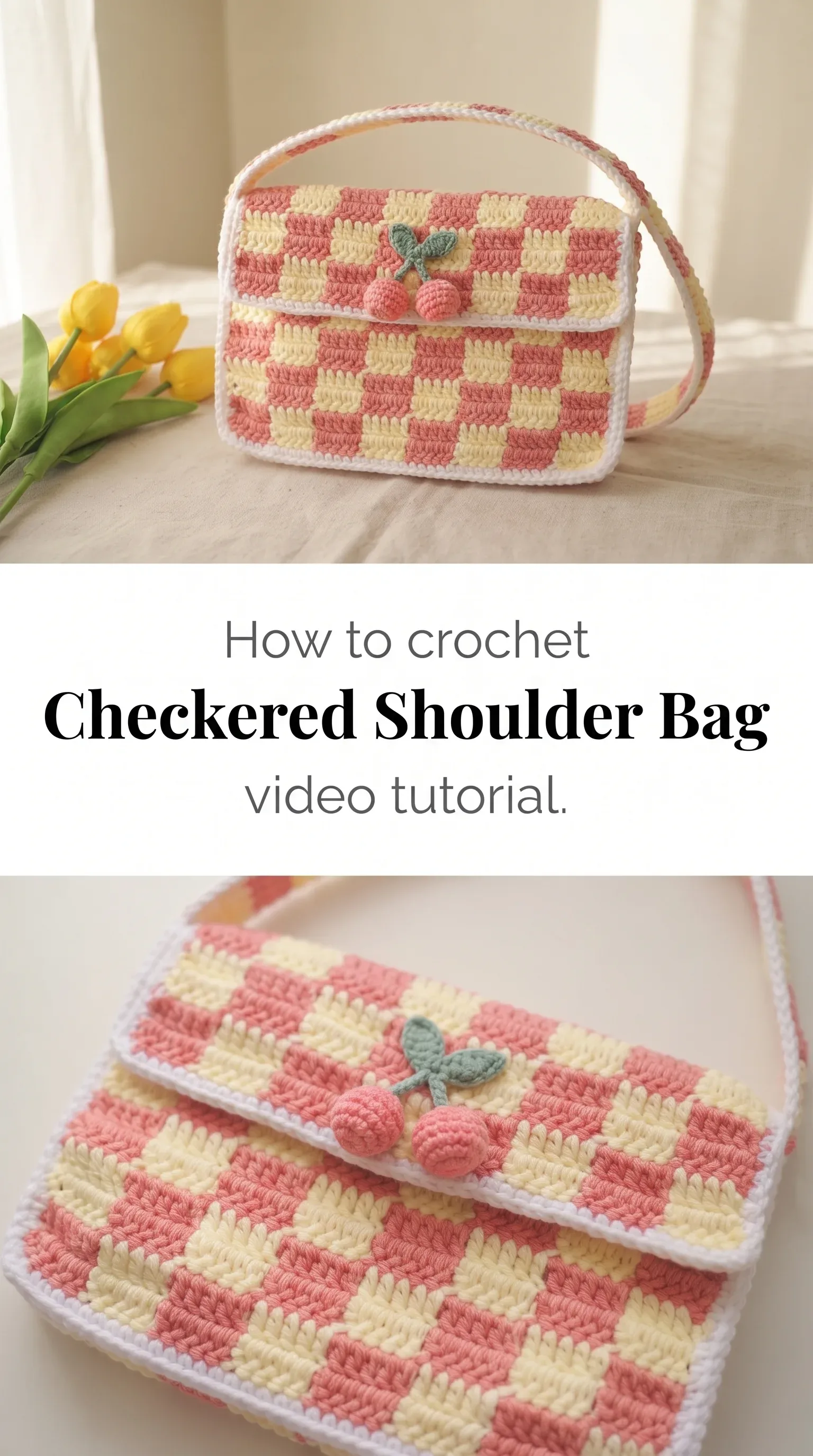 Crochet Checkered Shoulder Bag: A Charming Vintage Accessory