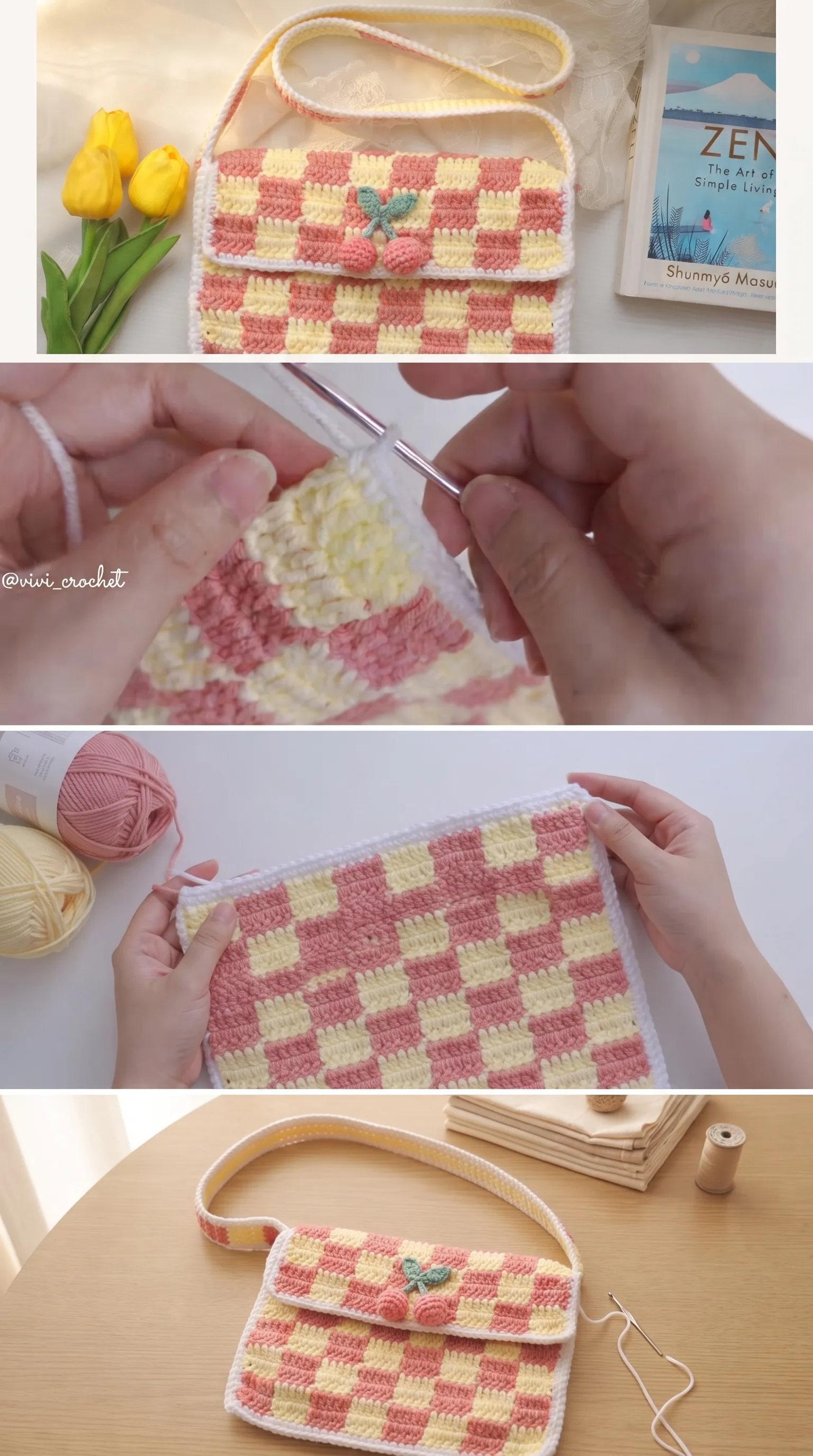 Crochet Checkered Shoulder Bag: A Charming Vintage Accessory pattern