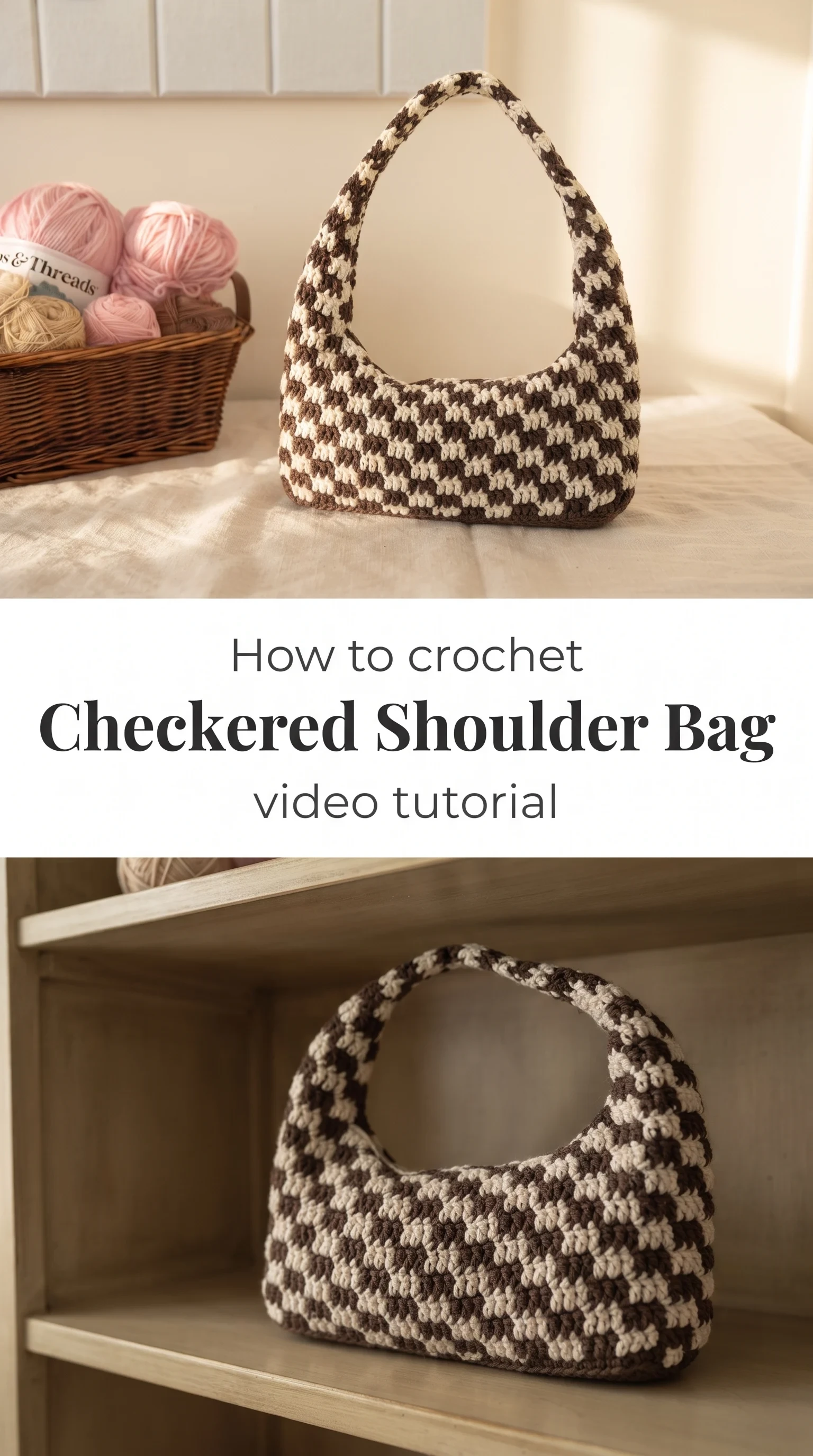 Crochet Checkered Shoulder Bag: A Trendy Handmade Accessory