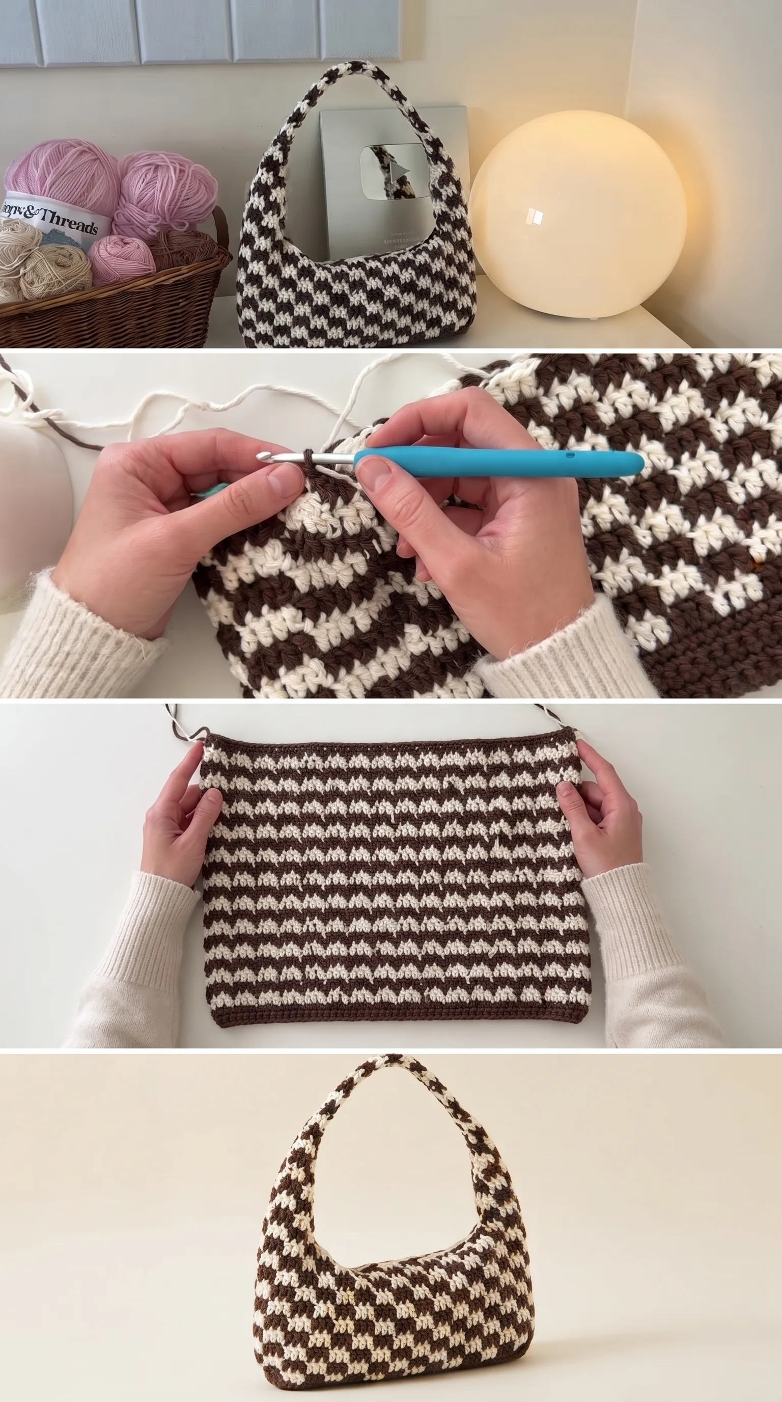 Crochet Checkered Shoulder Bag: A Trendy Handmade Accessory pattern