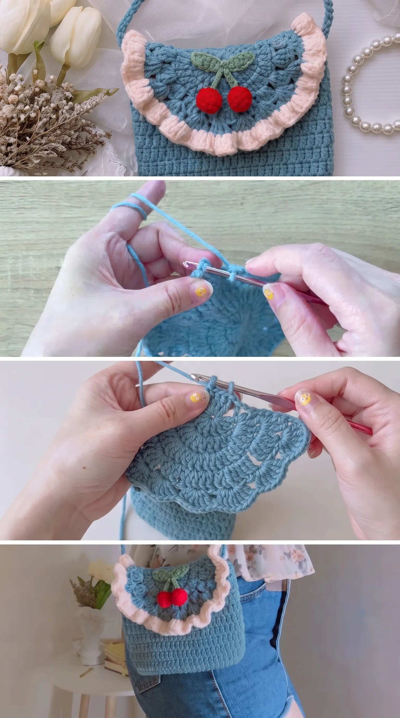 Crochet Cherry Sling Bag: A Sweet and Playful Accessory pattern