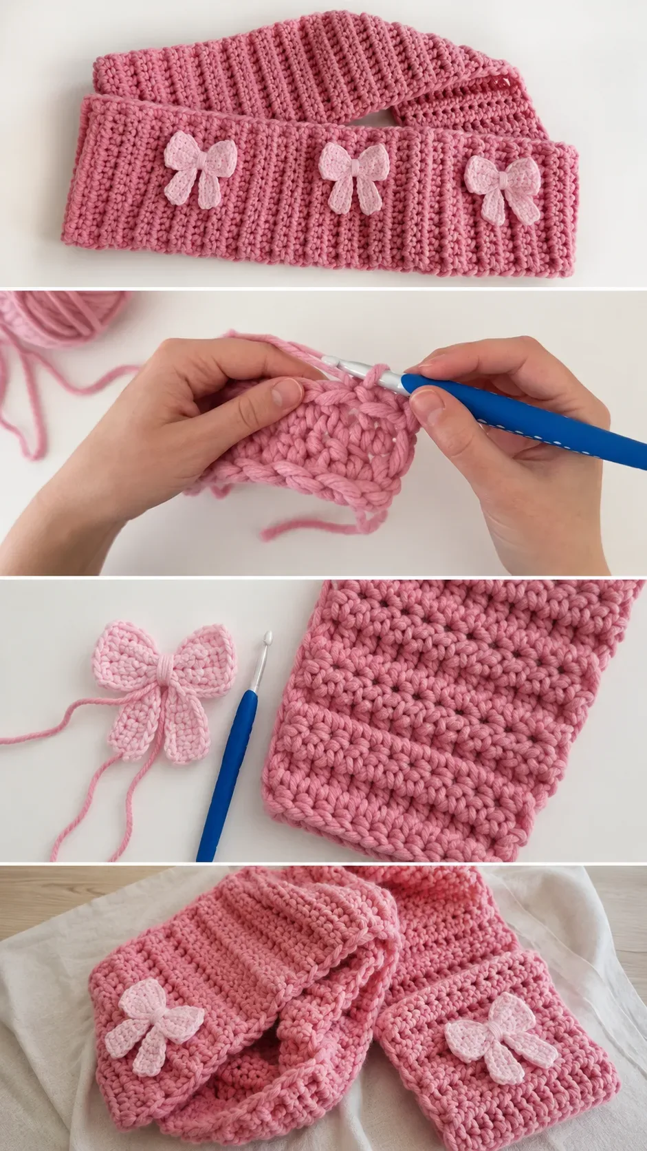 Crochet Chunky Bow Scarf: A Charming Winter Accent pattern