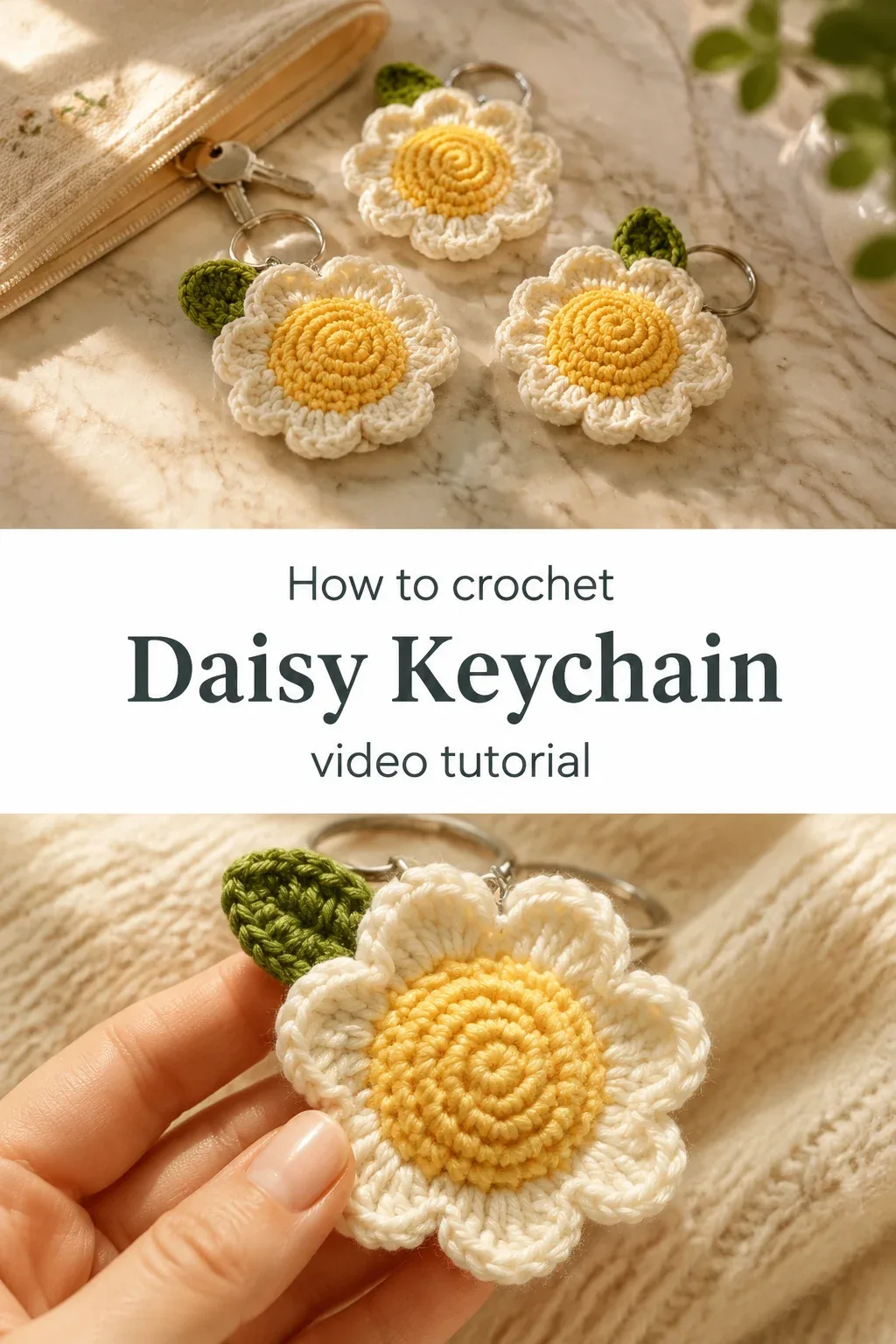 Crochet Daisy Keychain: A Charming Floral Accent