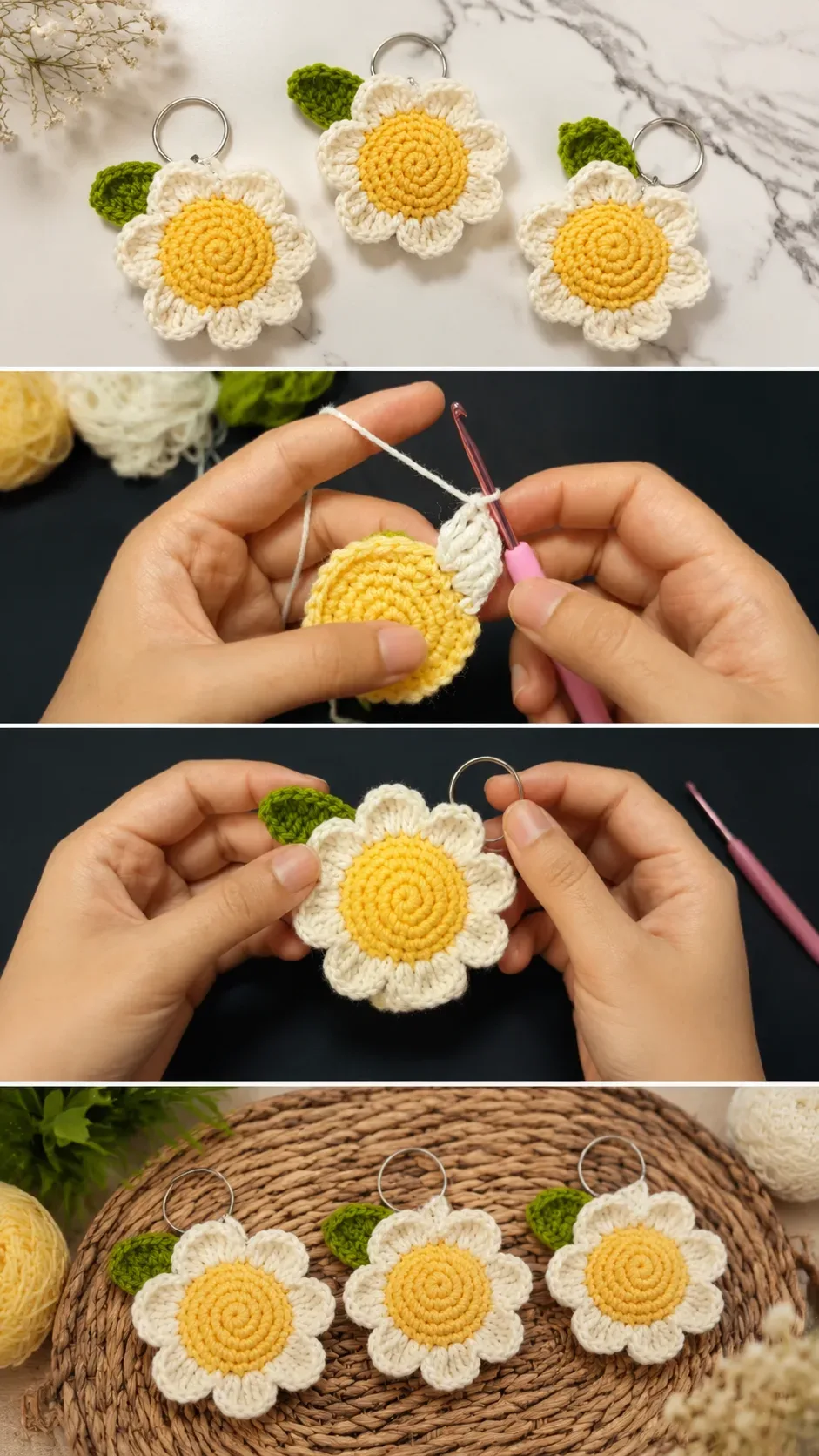 Crochet Daisy Keychain: A Charming Floral Accent pattern