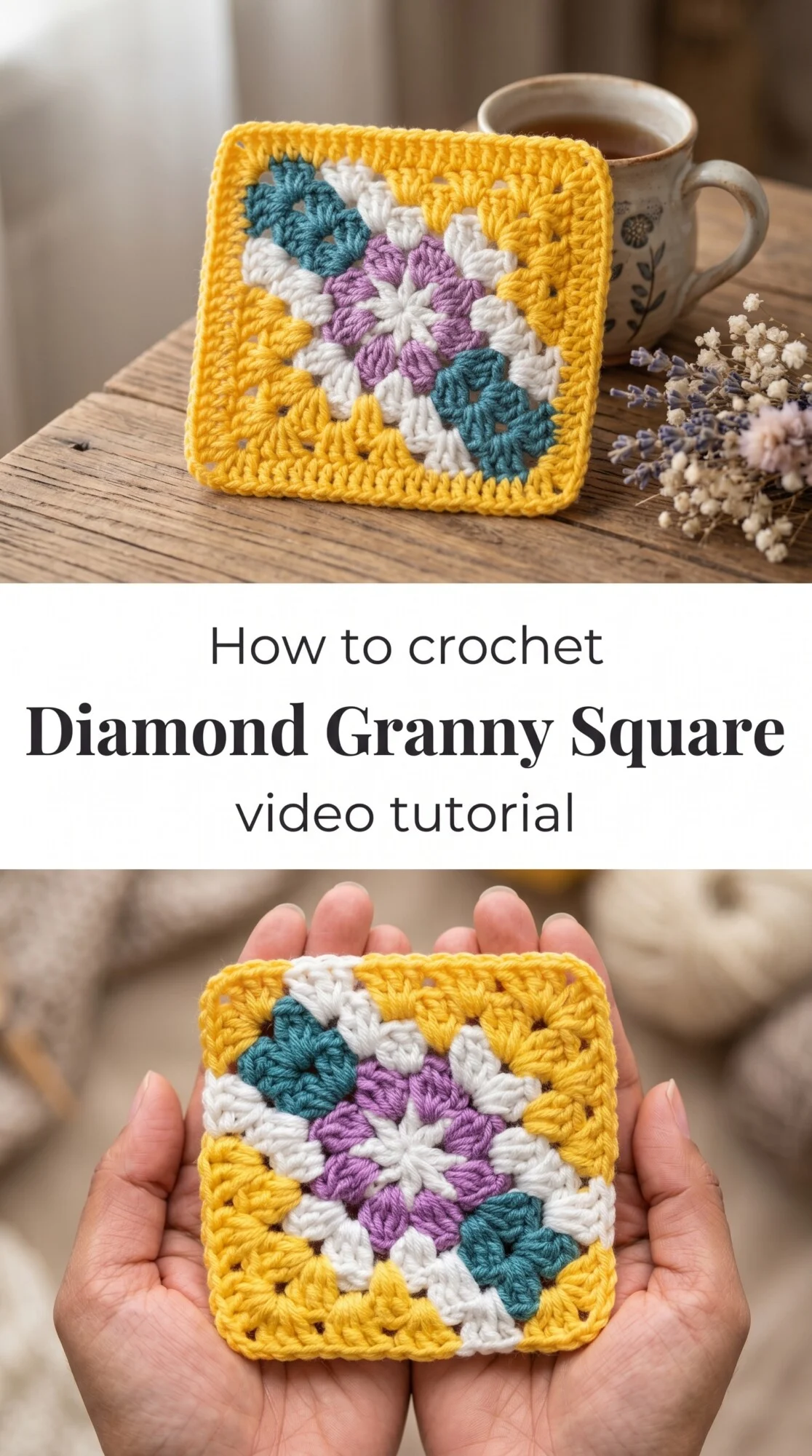 Crochet Diamond Granny Square: A Colorful Classic Motif