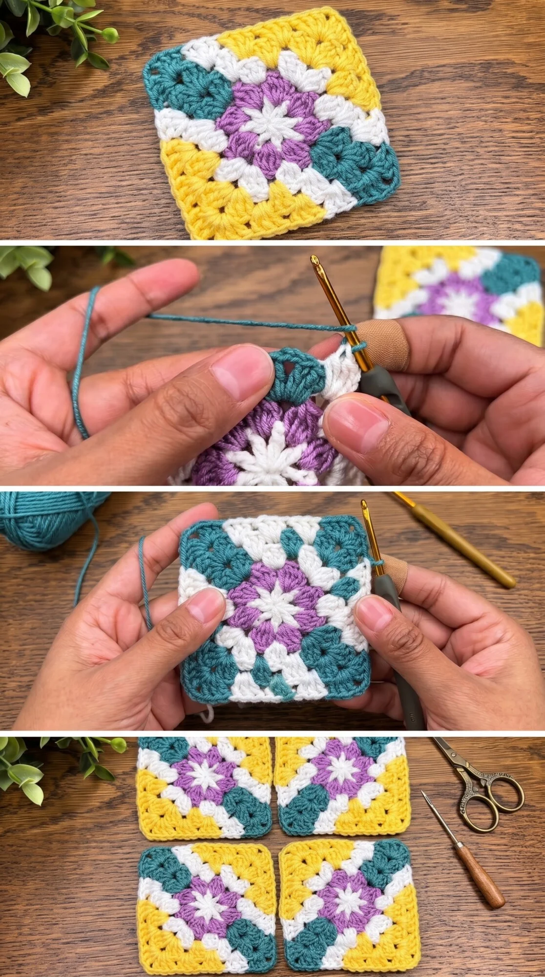 Crochet Diamond Granny Square: A Colorful Classic Motif pattern