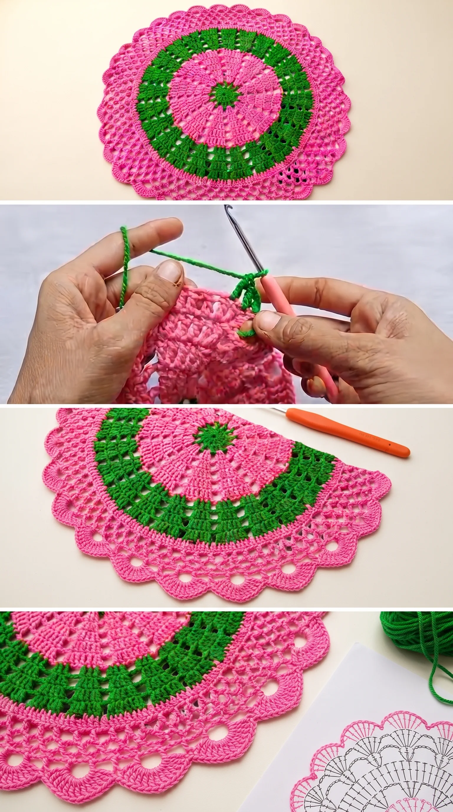 Crochet Doily Mat: A Vibrant Decorative Accent pattern