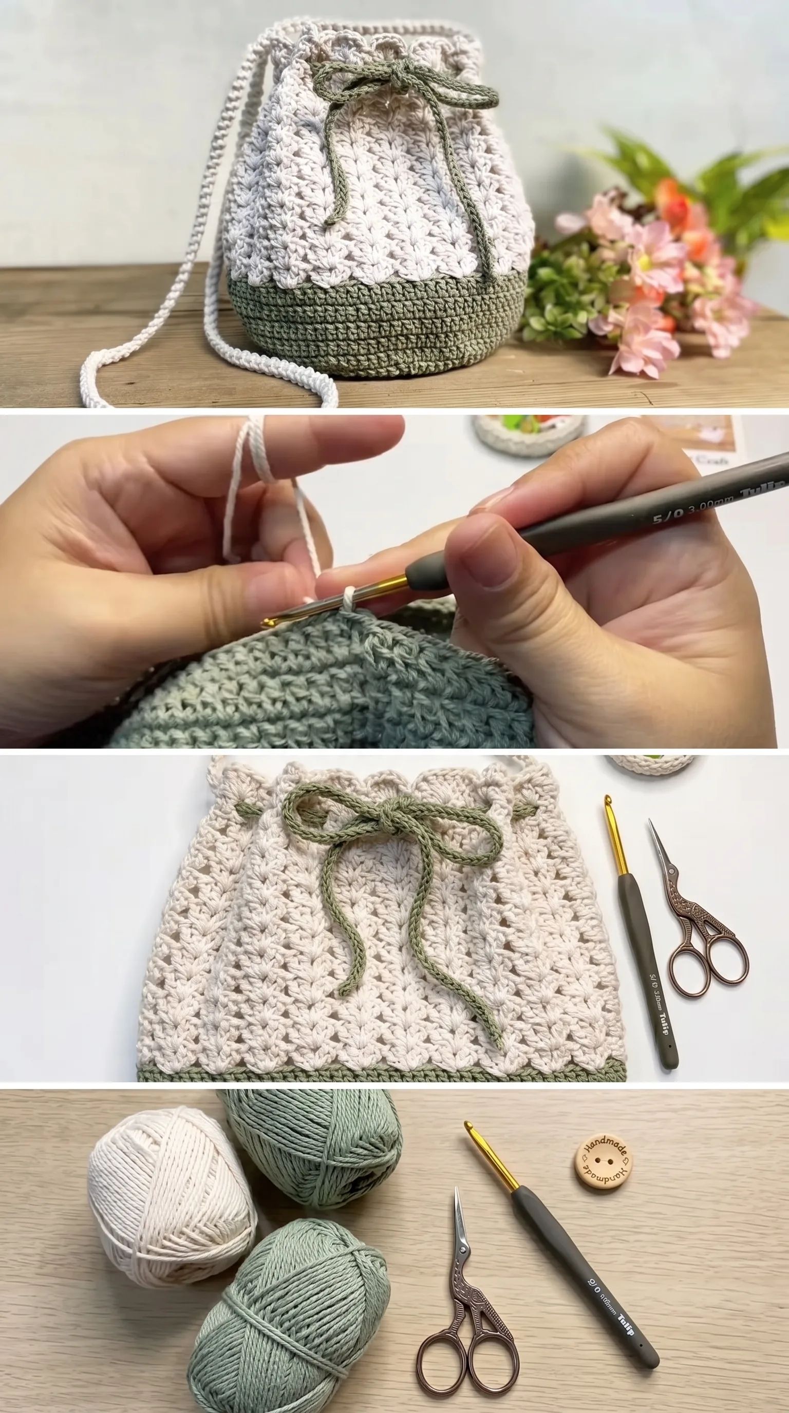 Crochet Drawstring Bag: A Charming Everyday Essential pattern