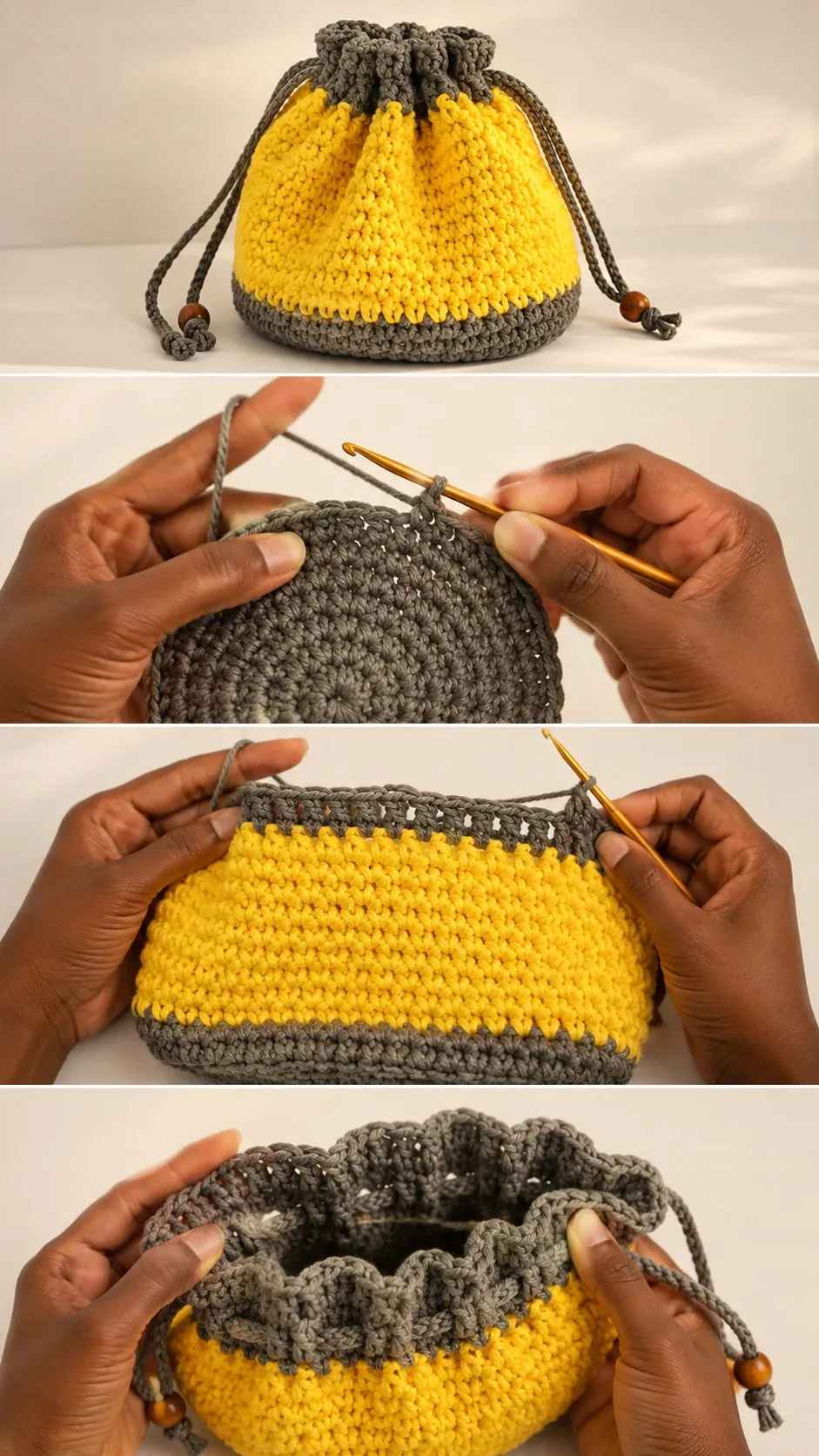 Crochet Drawstring Bag: A Chic and Functional Accessory pattern