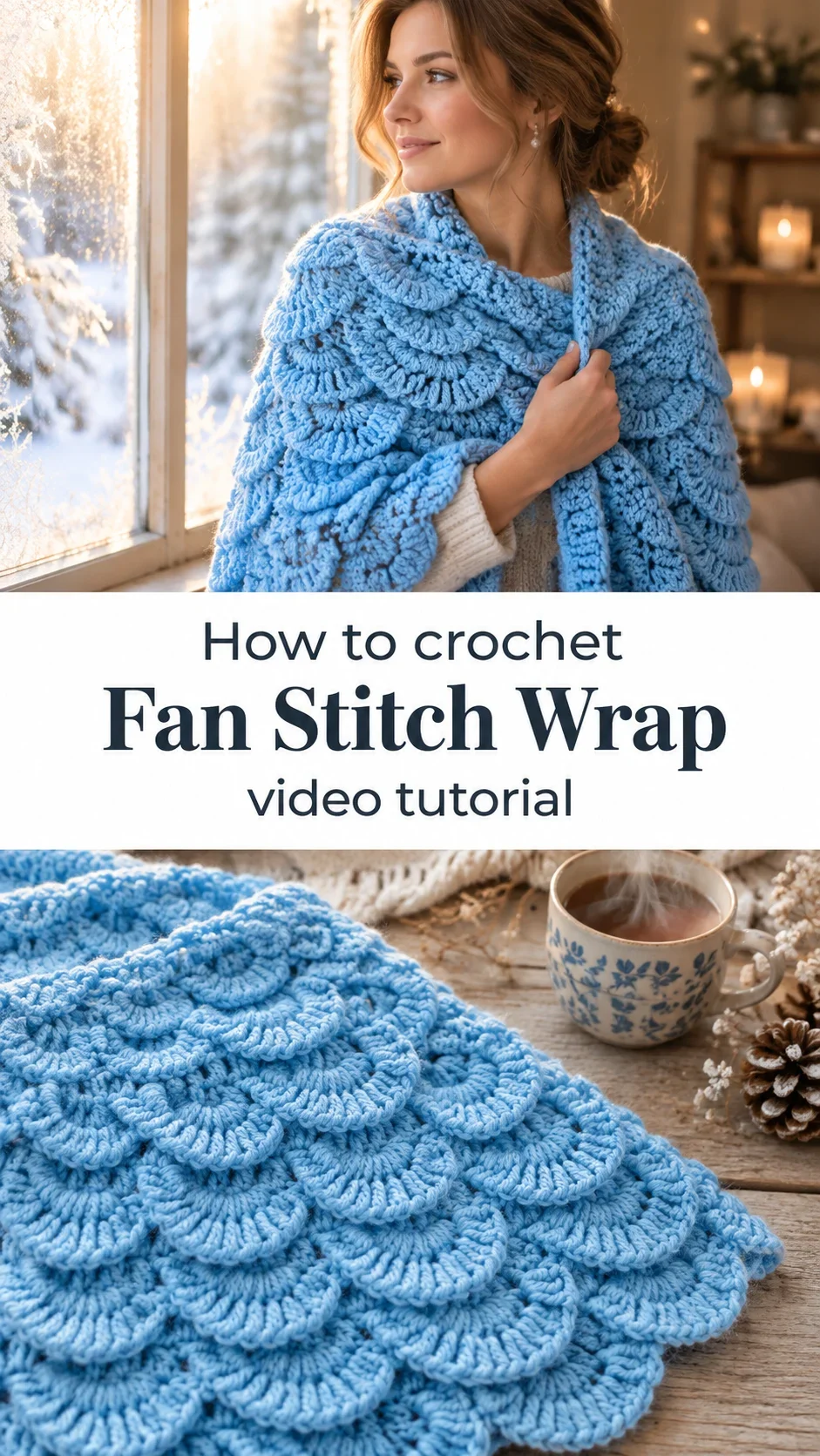 Crochet Fan Stitch Wrap: A Stunning Winter Classic