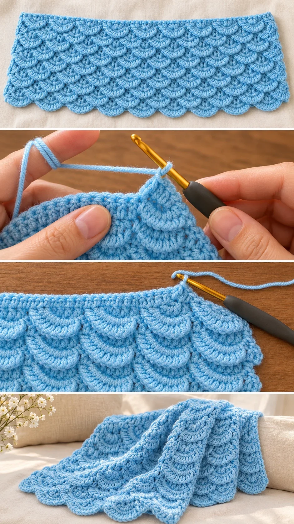 Crochet Fan Stitch Wrap: A Stunning Winter Classic pattern