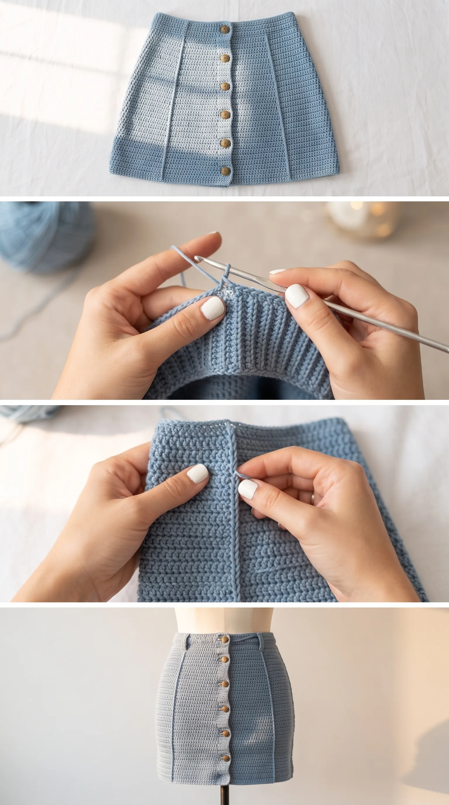 Crochet Fitted Denim Skirt: A Tailored Wardrobe Update pattern