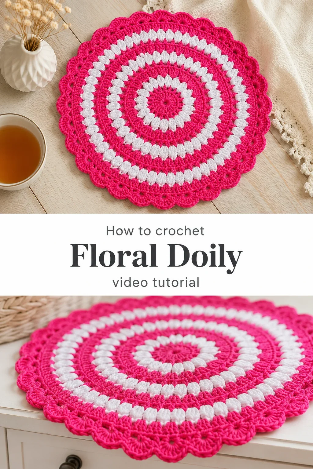 Crochet Floral Doily: A Vibrant Handmade Accent
