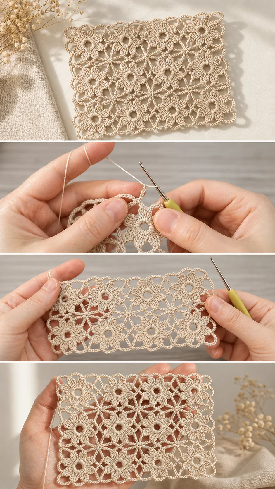 Crochet Floral Lace Square: A Delicate Timeless Treasure pattern