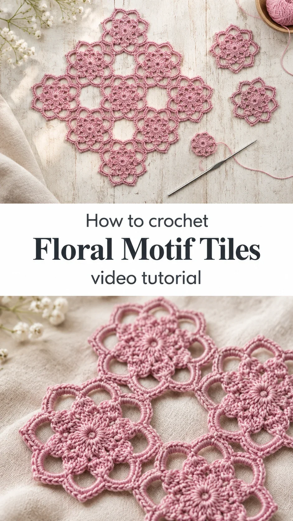 Crochet Floral Motif Tiles: A Delicate Lacy Accent