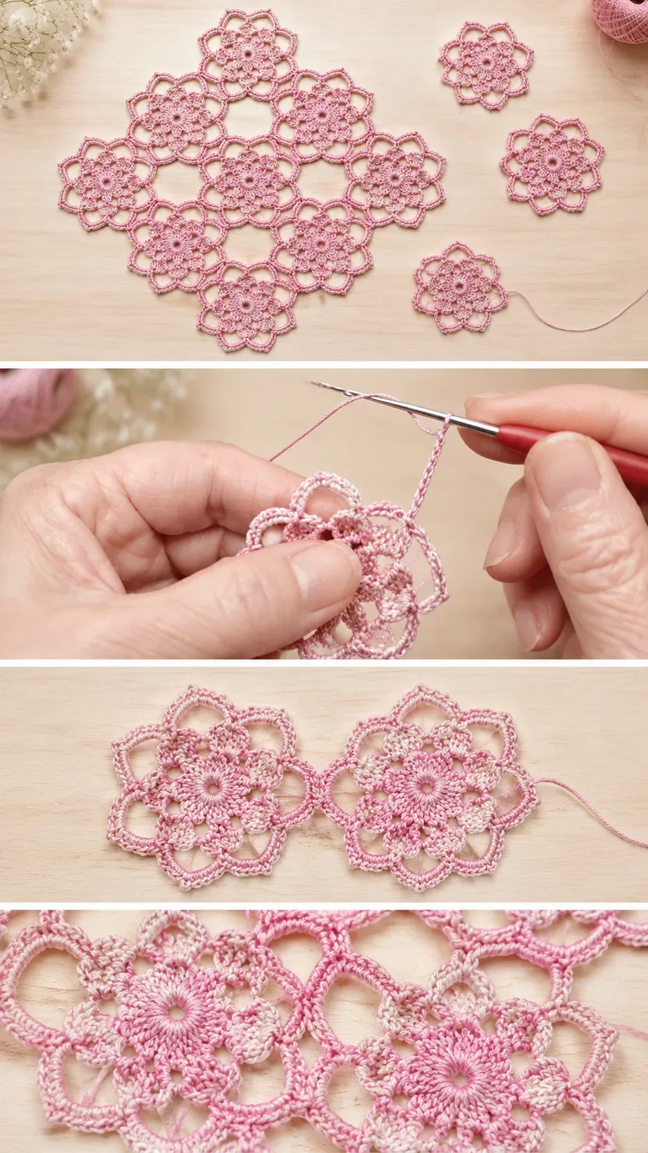 Crochet Floral Motif Tiles: A Delicate Lacy Accent pattern