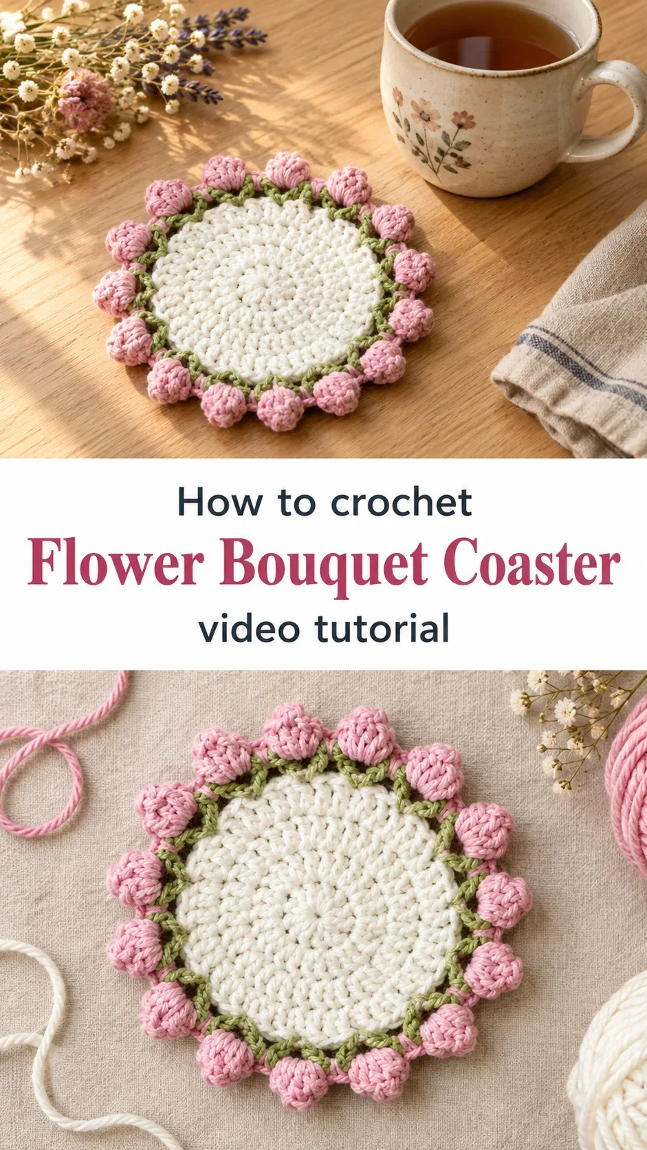 Crochet Flower Bouquet Coaster: A Charming Floral Accent