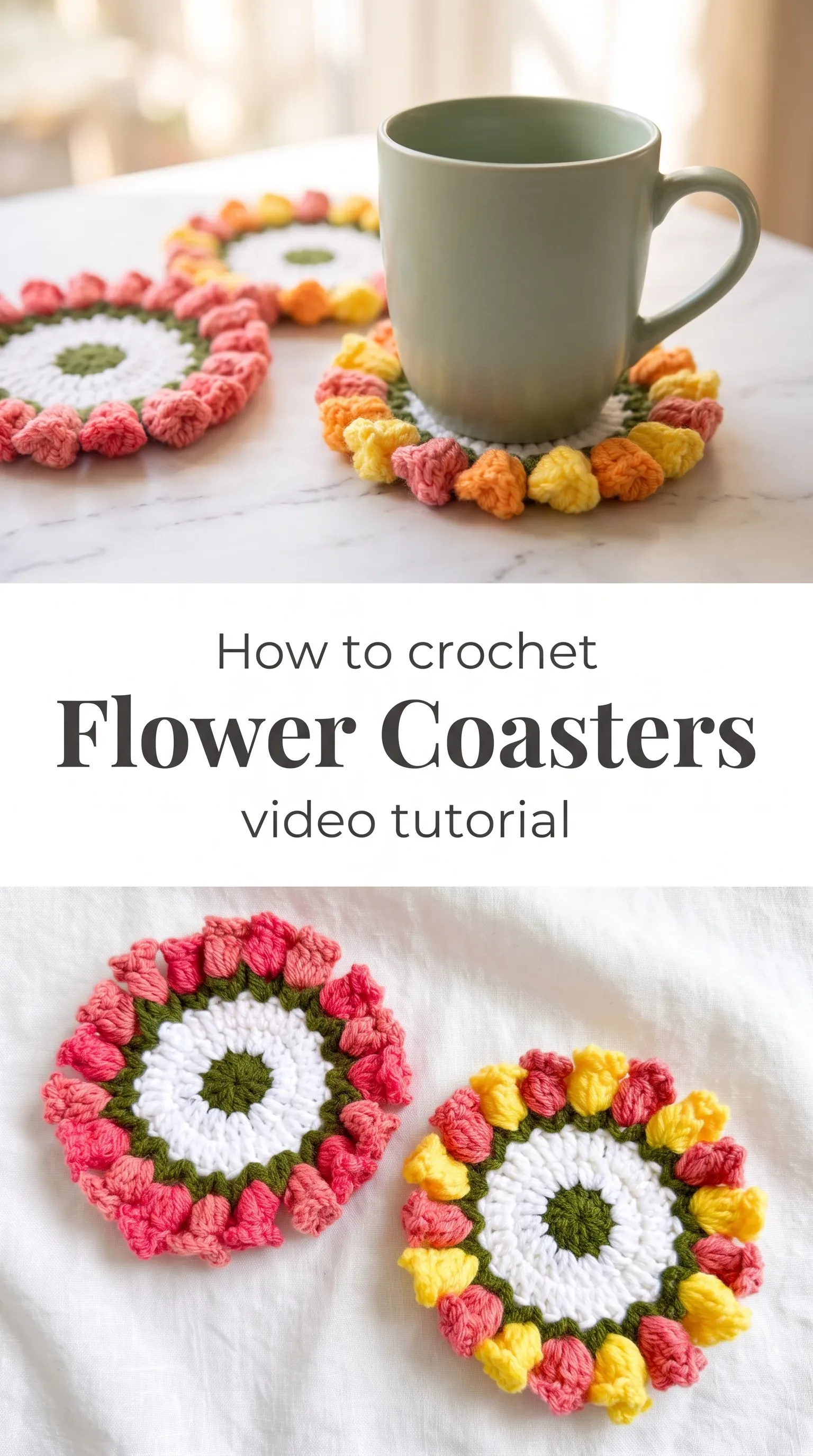 Crochet Flower Coasters: A Cheerful Spring Addition