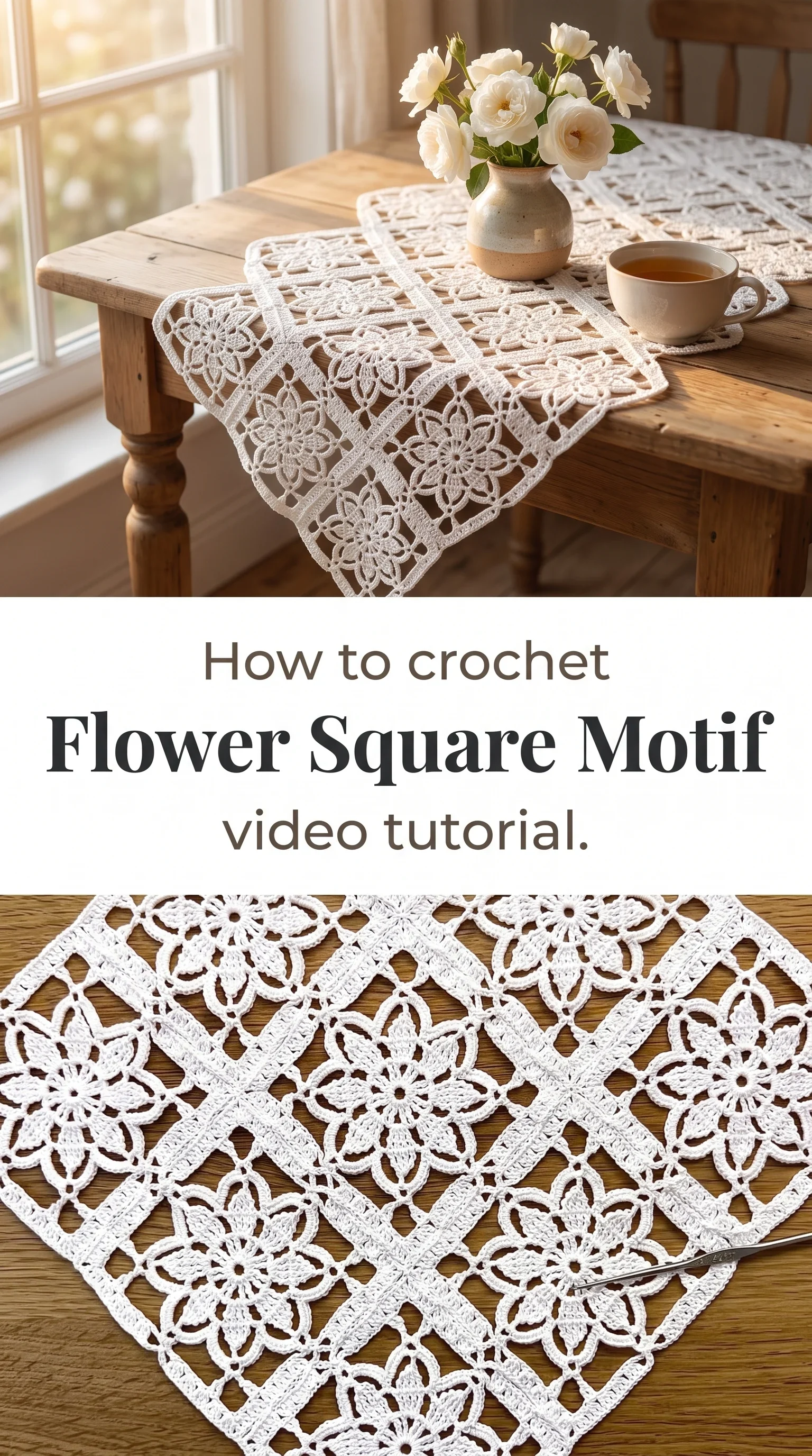 Crochet Flower Square Motif: A Delicate Lacework Essential