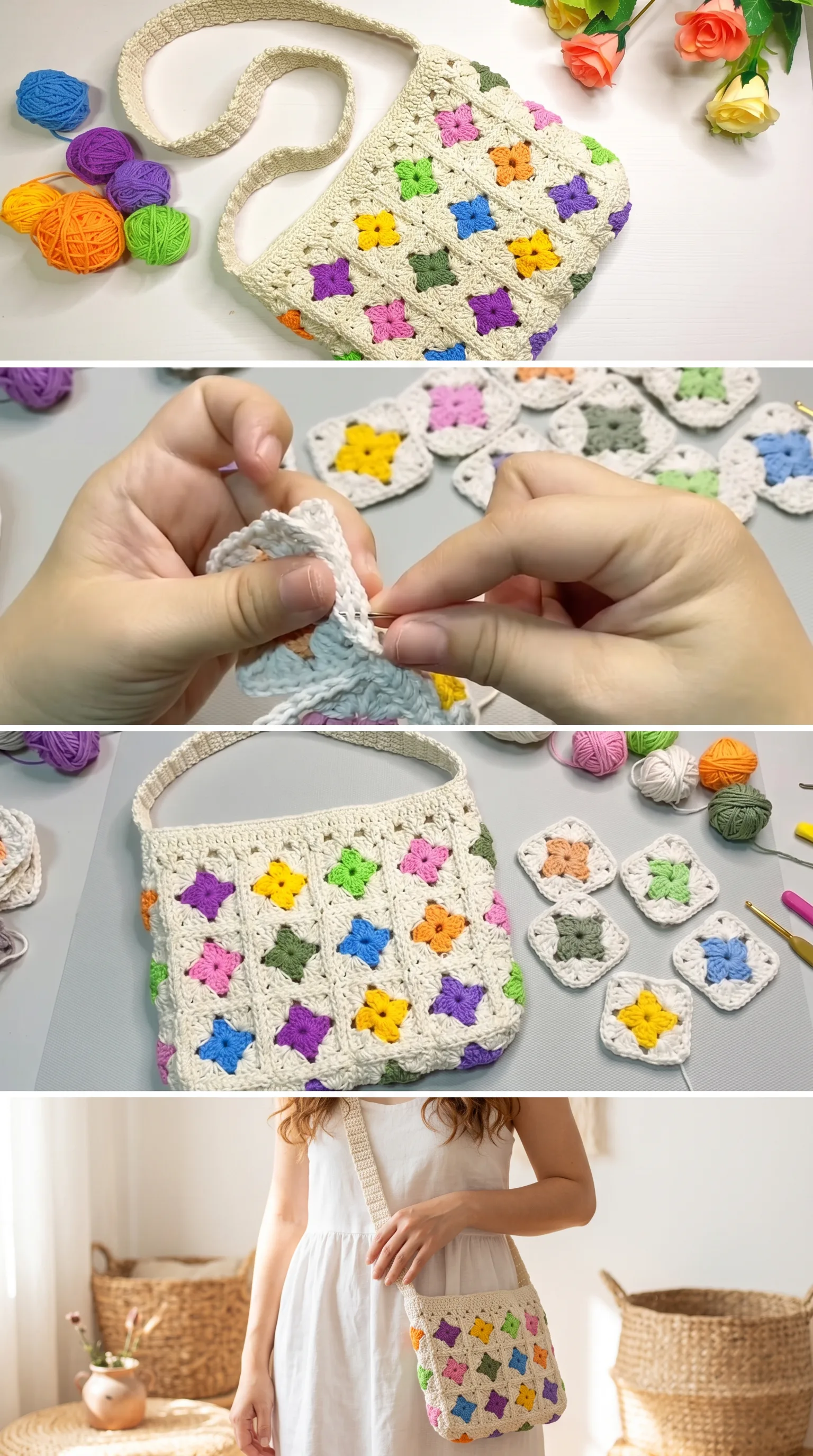 Crochet Granny Square Bag: A Colorful Handmade Accessory pattern
