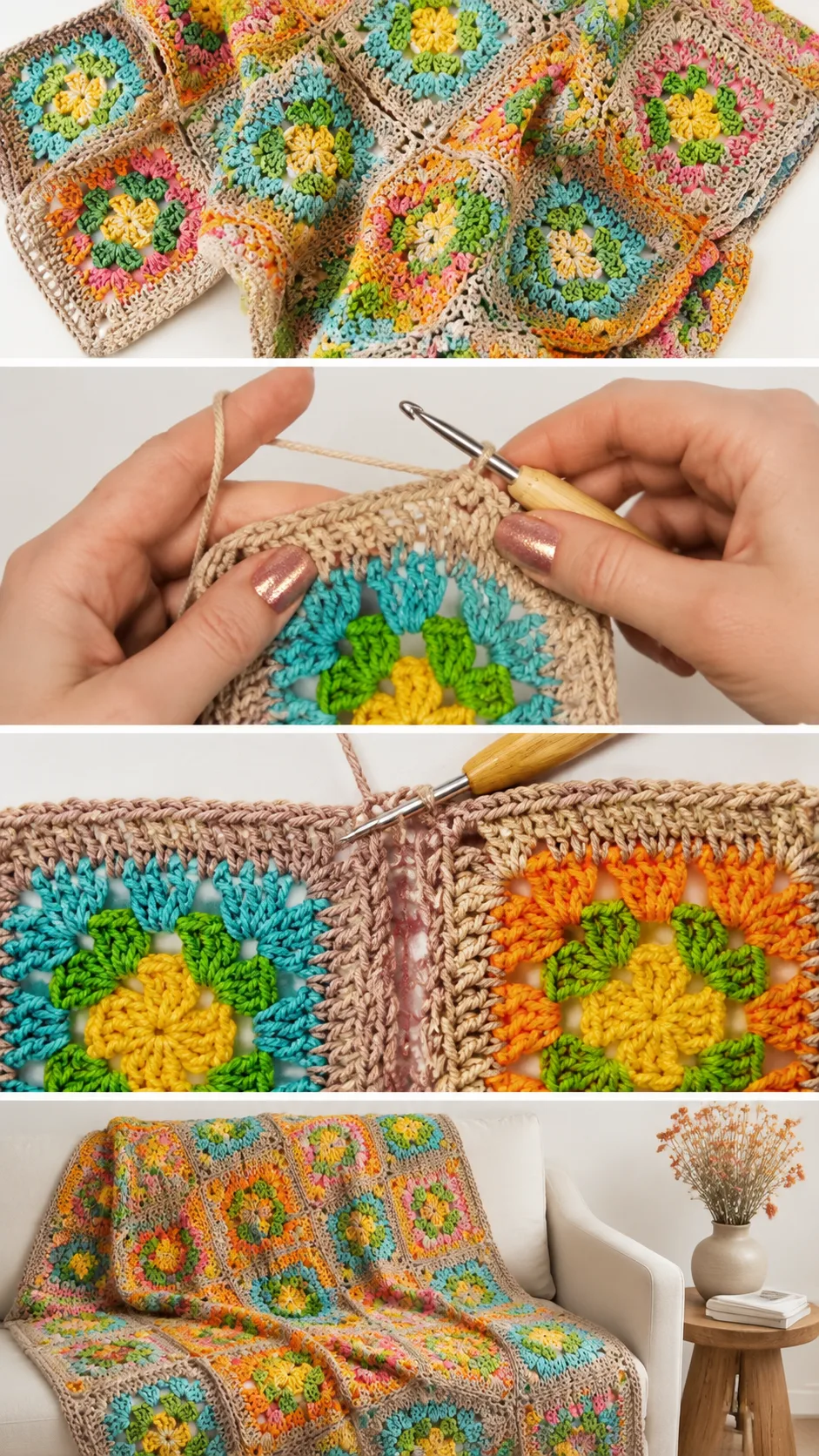 Crochet Granny Squares: A Vibrant Patchwork Treasure pattern