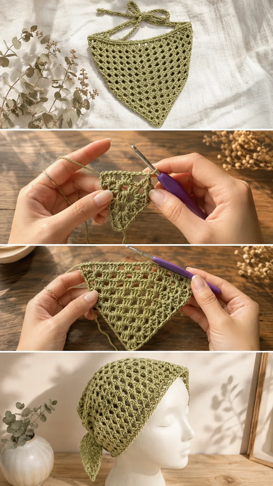Crochet Granny Triangle Bandana: A Boho Summer Essential pattern