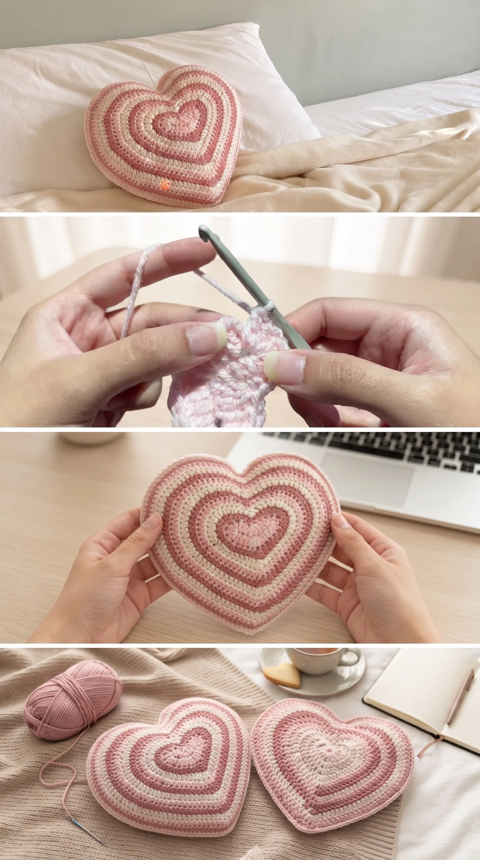 Crochet Heart Cushion: A Charming Room Accent pattern