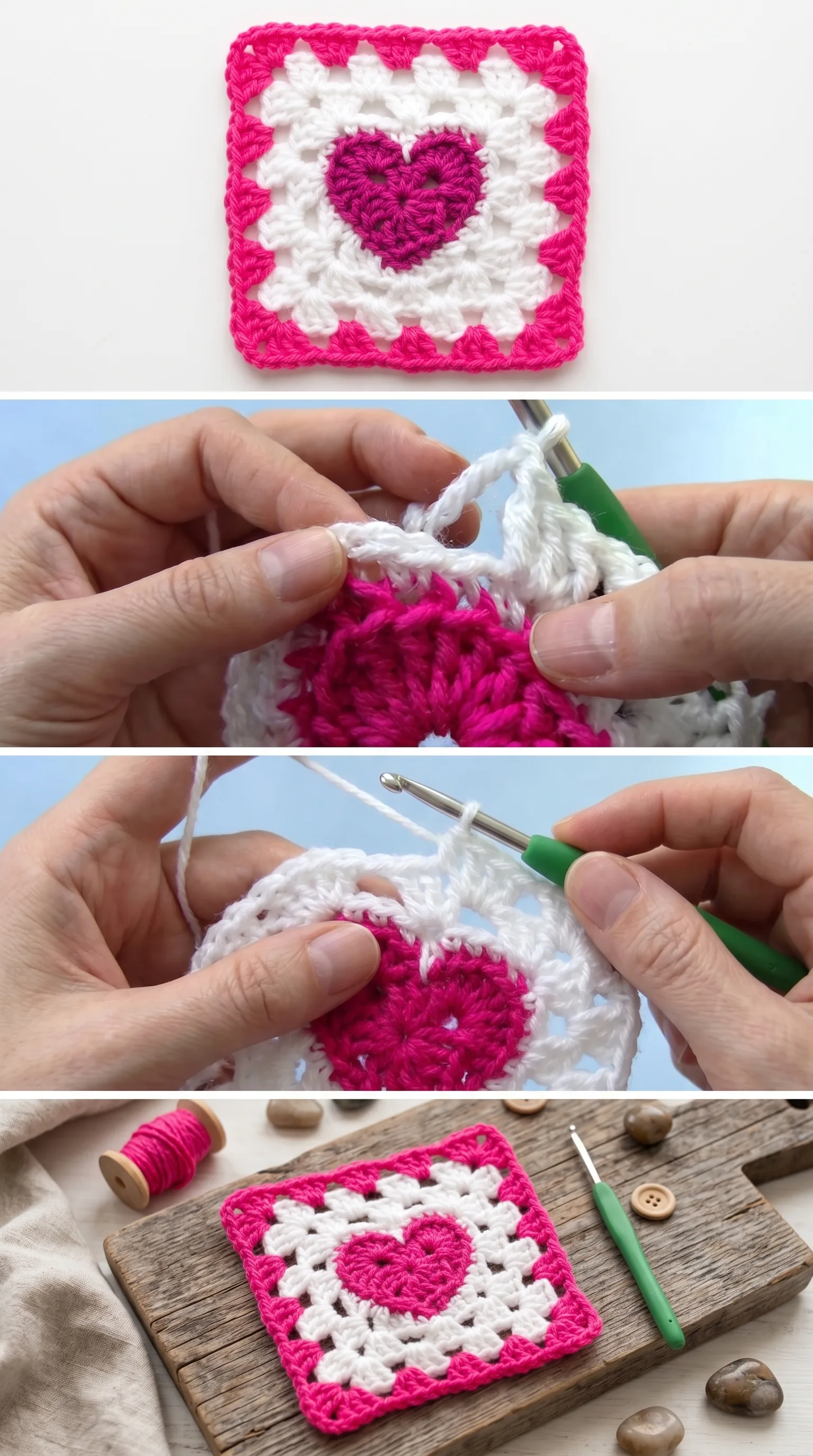 Crochet Heart Granny Square: A Charming Classic Design pattern