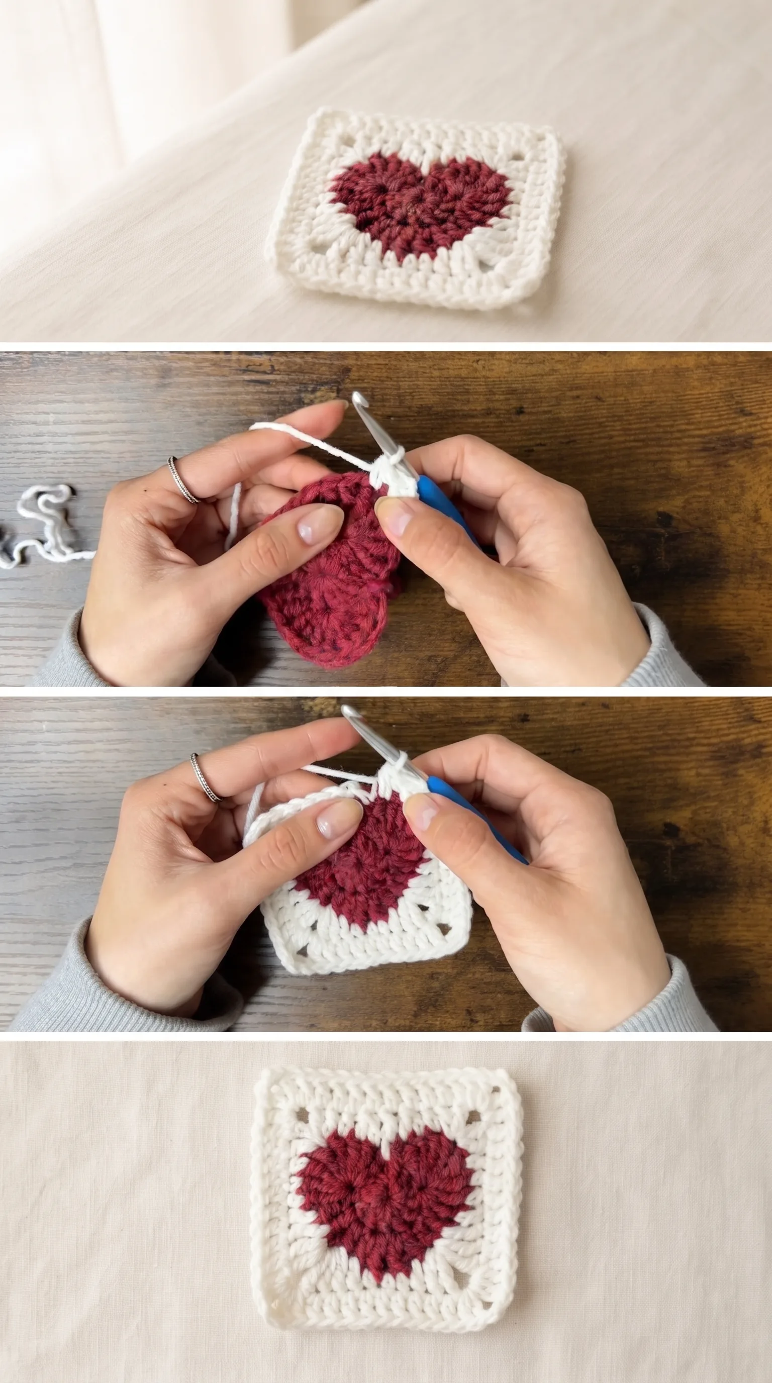 Crochet Heart Granny Square: A Charming Handmade Motif pattern