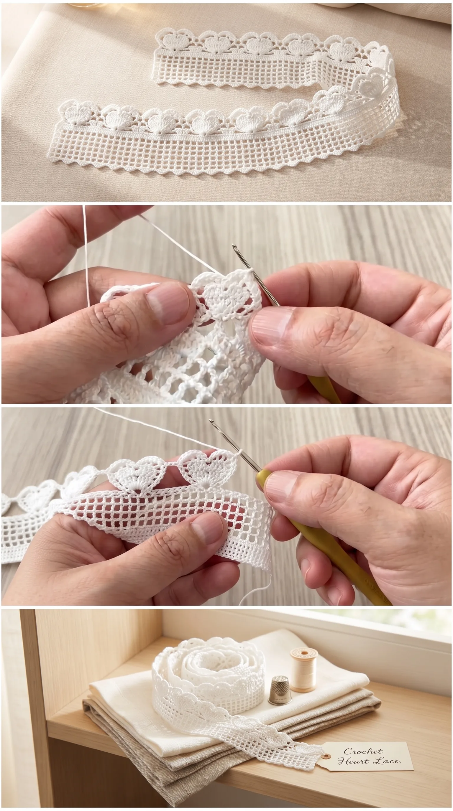 Crochet Heart Lace Edging: A Romantic Decorative Touch pattern