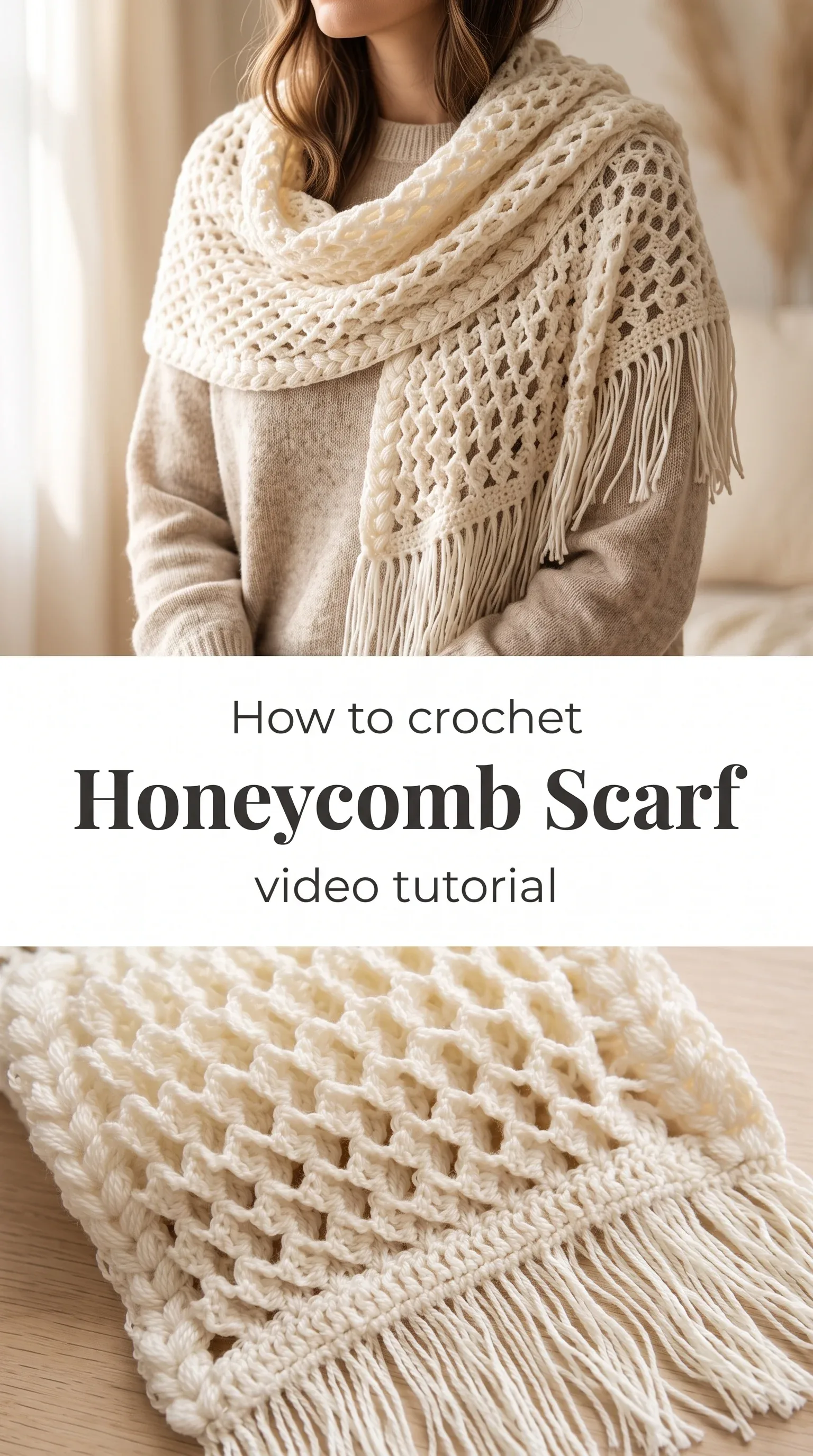 Crochet Honeycomb Scarf: A Textured 3D Masterpiece