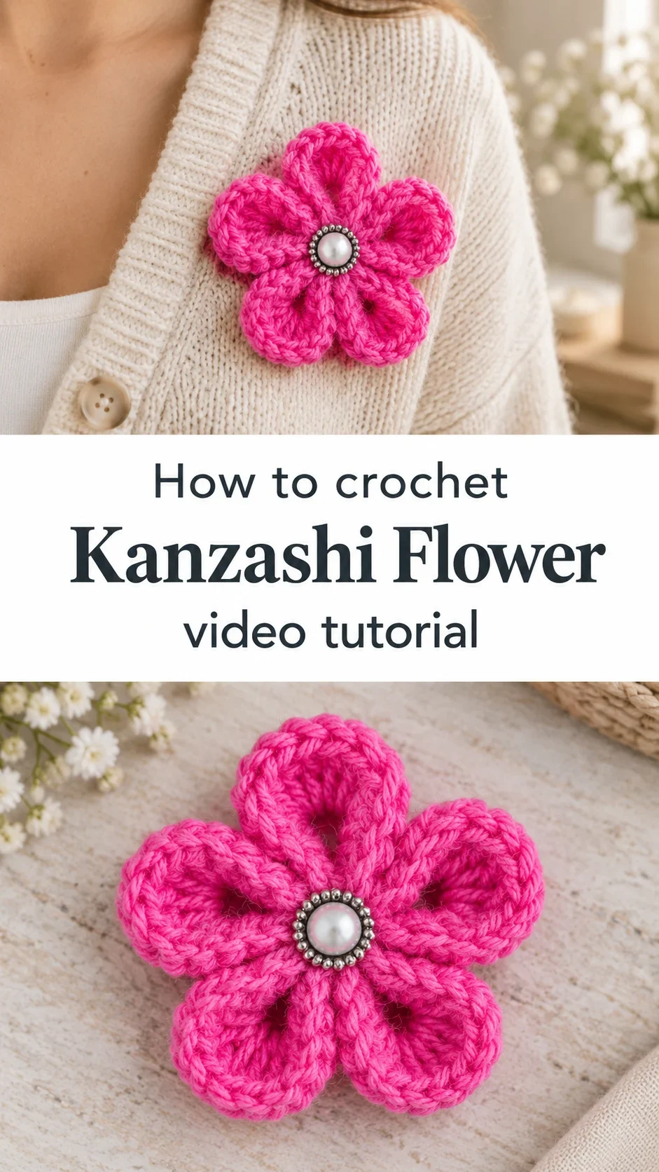 Crochet Kanzashi Flower: A Delicate Artisan Bloom