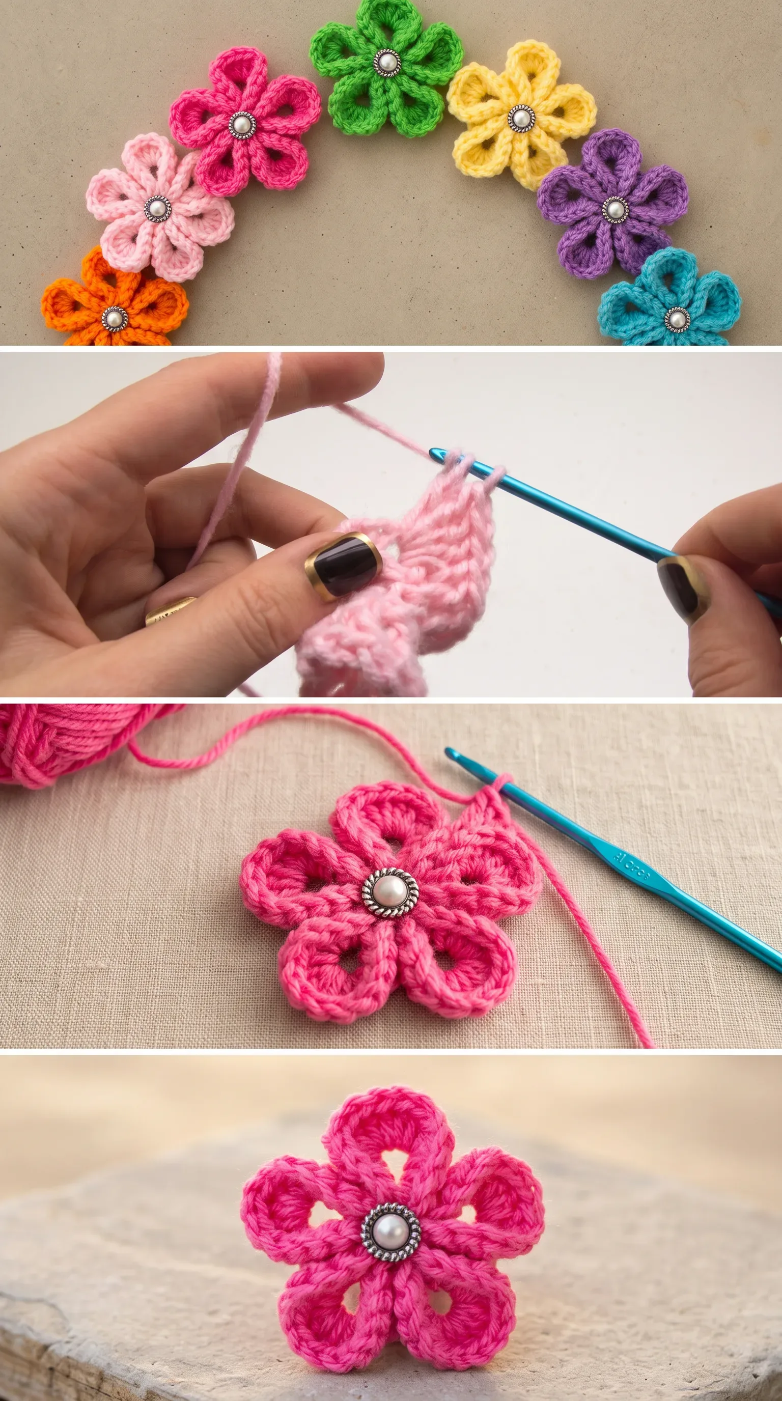 Crochet Kanzashi Flower: A Delicate Artisan Bloom pattern