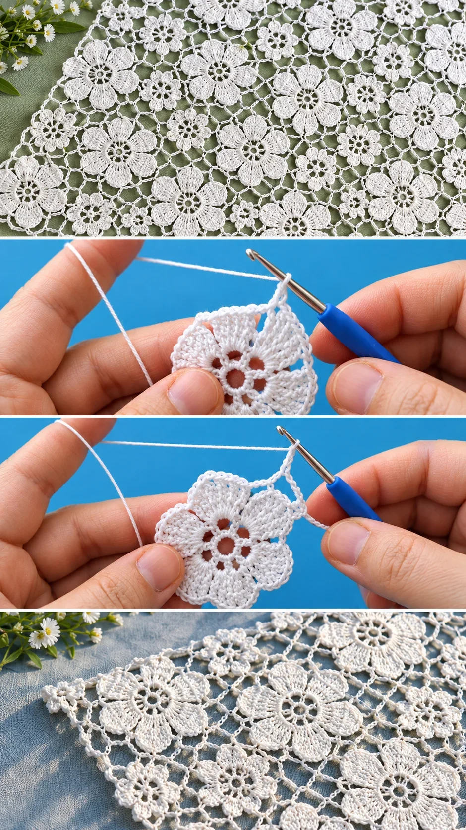 Crochet Lace Flower Motif: A Delicate Timeless Accent