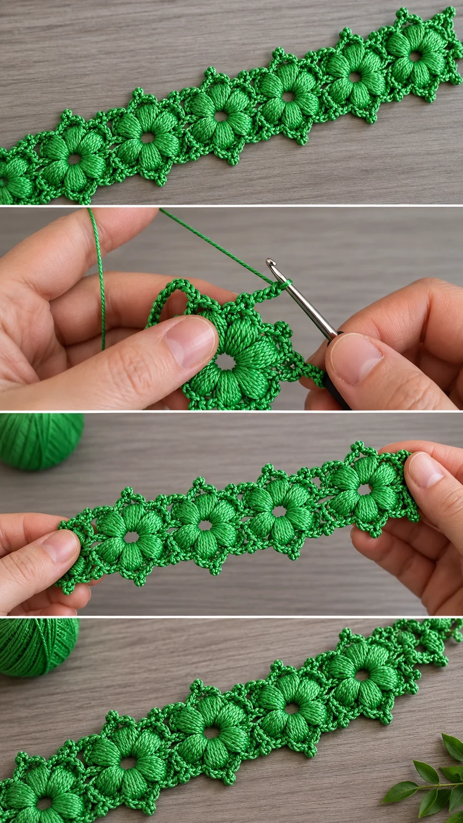 Crochet Lace Flower Trim: A Delicate Floral Accent pattern