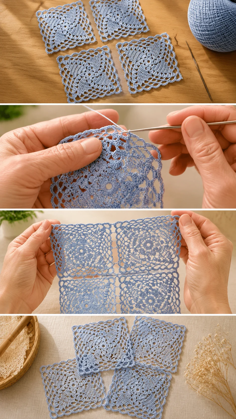 Crochet Lace Motif Squares: A Delicate Timeless Accent pattern